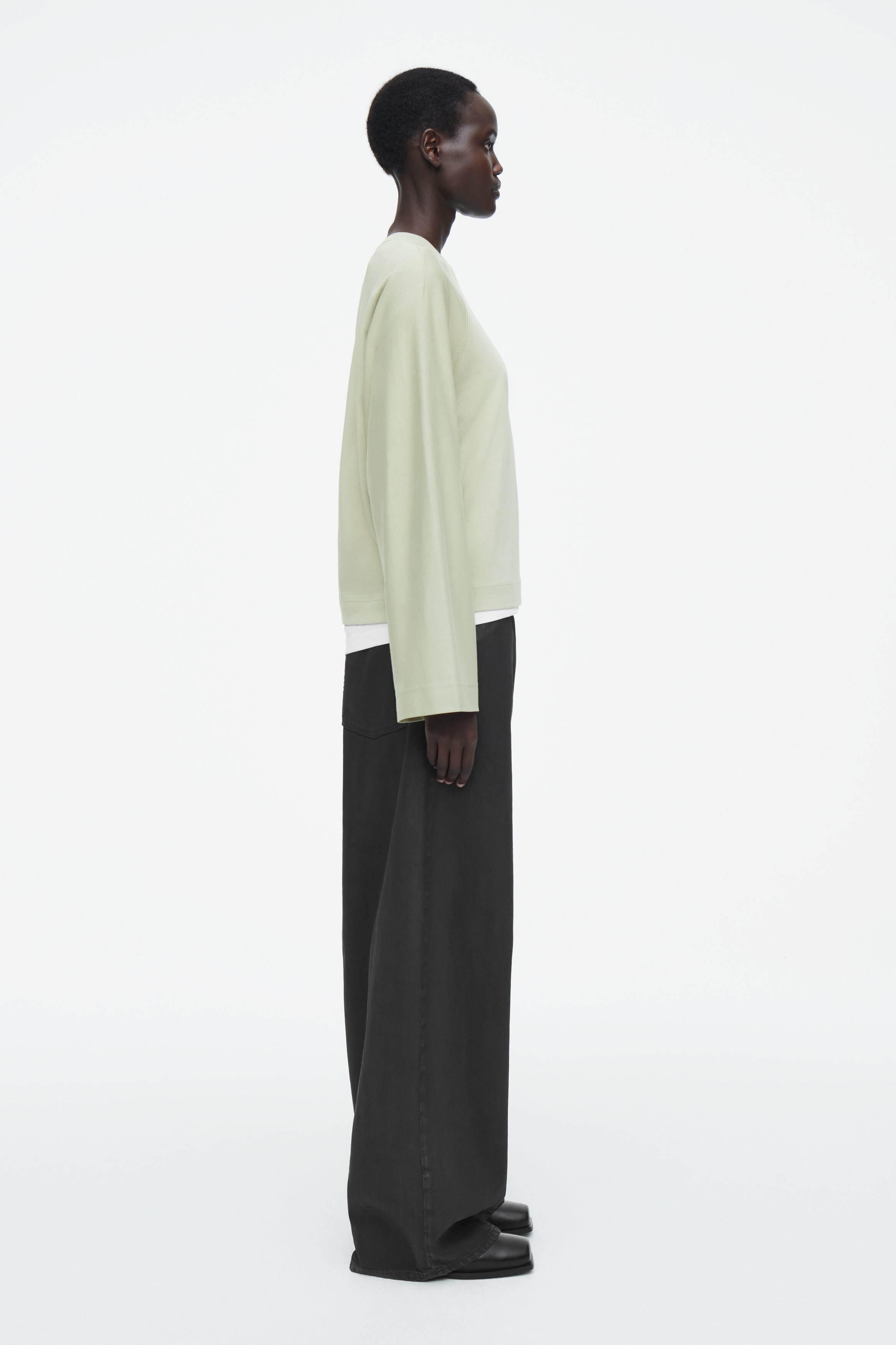 【COSYHARU】Minimal Silket Long Sleeve Tee Long sleeve linen t-shirt - GOTS/Vegan - Bright White