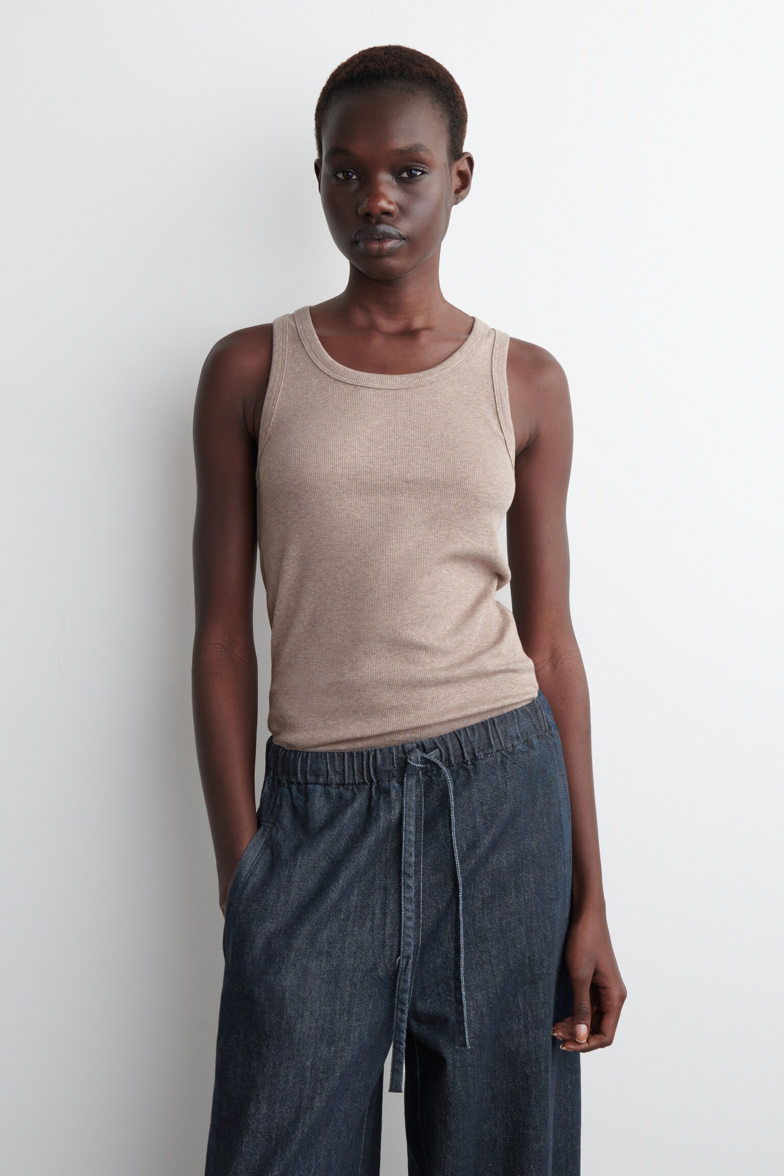 TOP DE ALÇAS CANELADO - Mole Mélange/BRANCO/preto/VERMELHO / BRANCO / A RISCAS/BRANCO / AZUL MARINHO