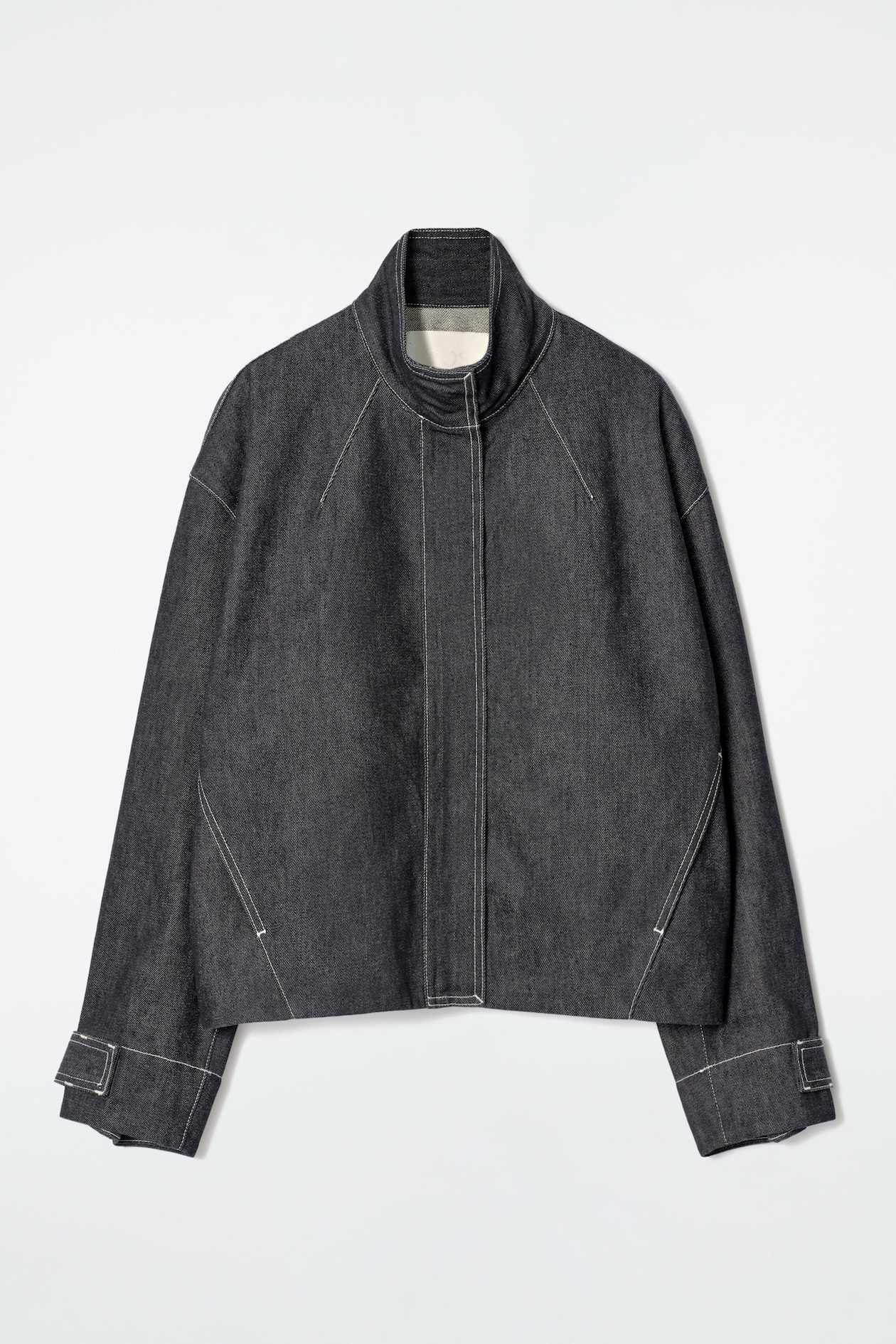ROUNDED DENIM BOMBER JACKET