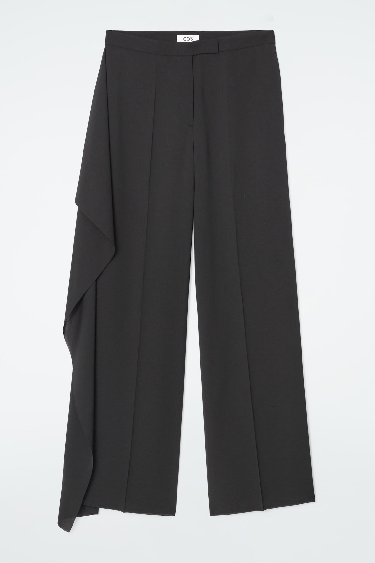RELAXED DRAPED STRAIGHT-LEG TROUSERS - BLACK
