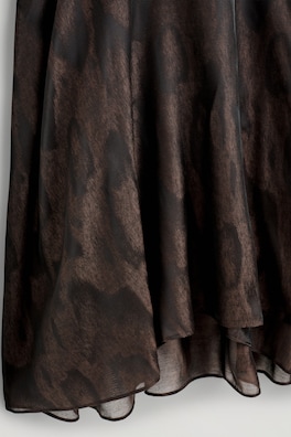 JACQUARD HANDKERCHIEF MIDI SKIRT — BROWN / ANIMAL EFFECT 5