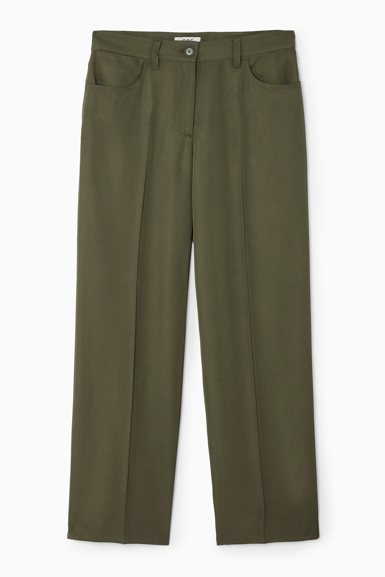 FLIESSENDE GERADE HOSE MIT NORMALER PASSFORM - DUNKLES KHAKI - 1