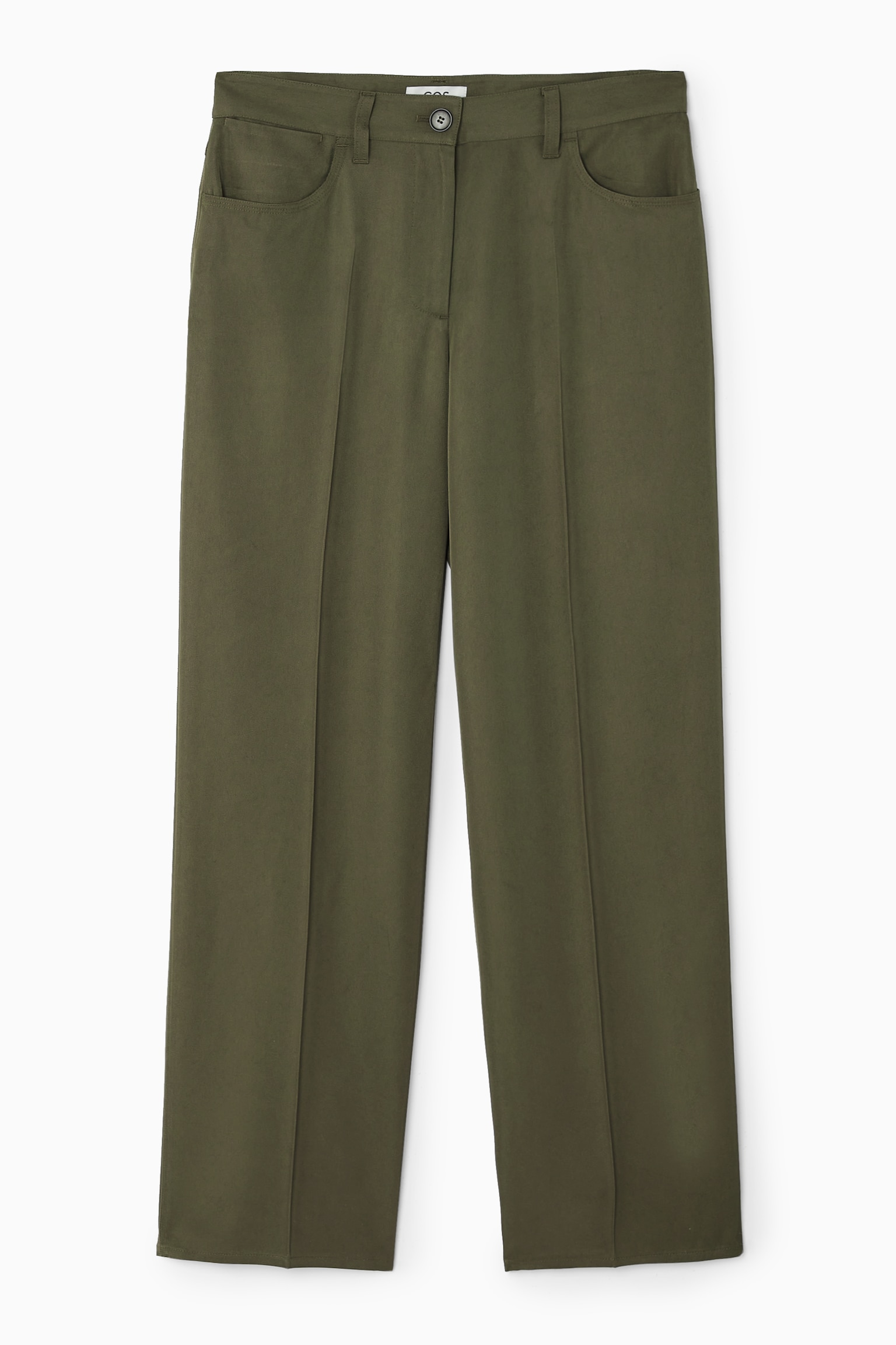 FLIESSENDE GERADE HOSE MIT NORMALER PASSFORM - DUNKLES KHAKI