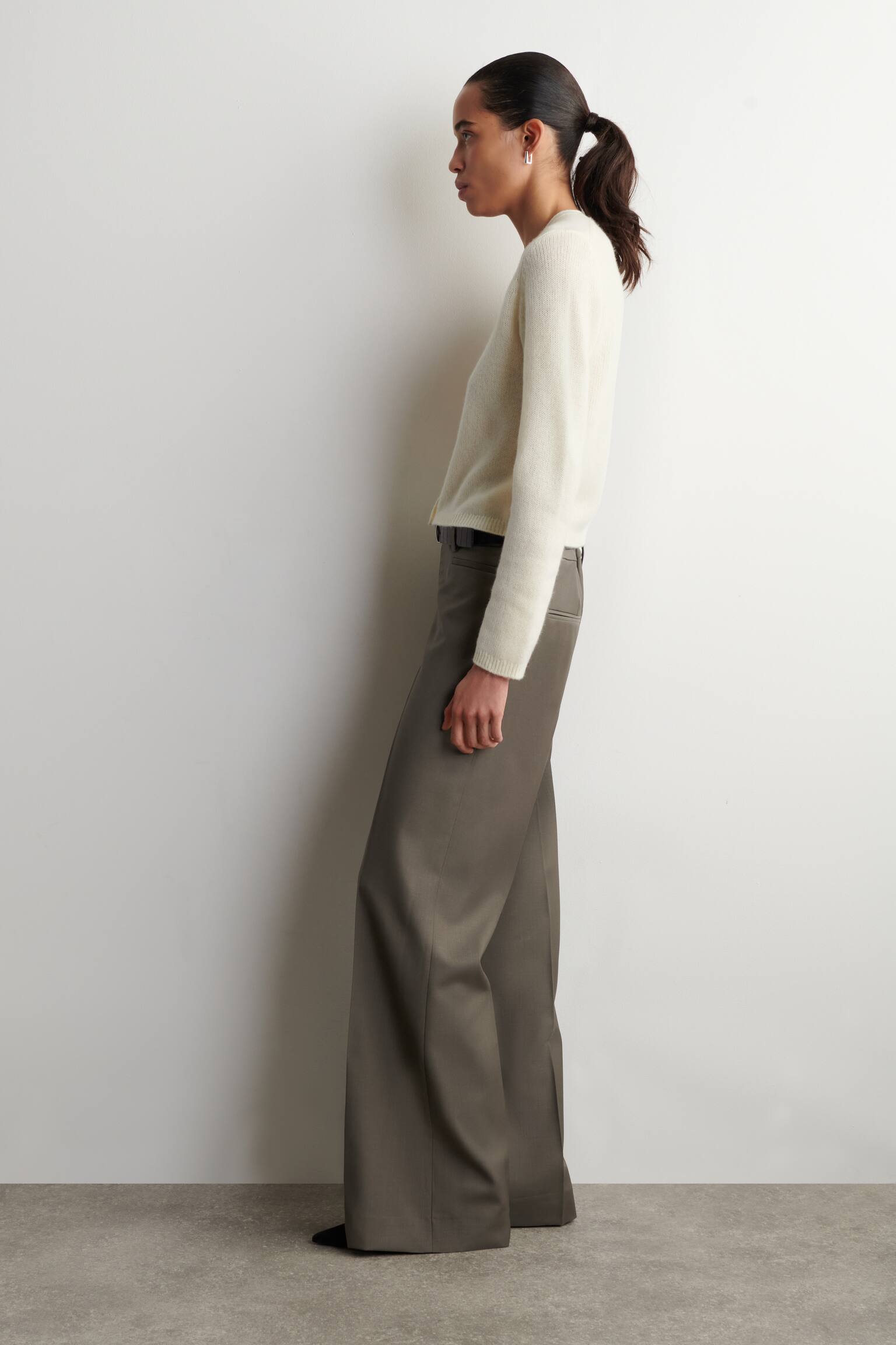 CARDIGAN COL EN V EN CACHEMIRE - CRÈME/BRUN CHINÉ - 7