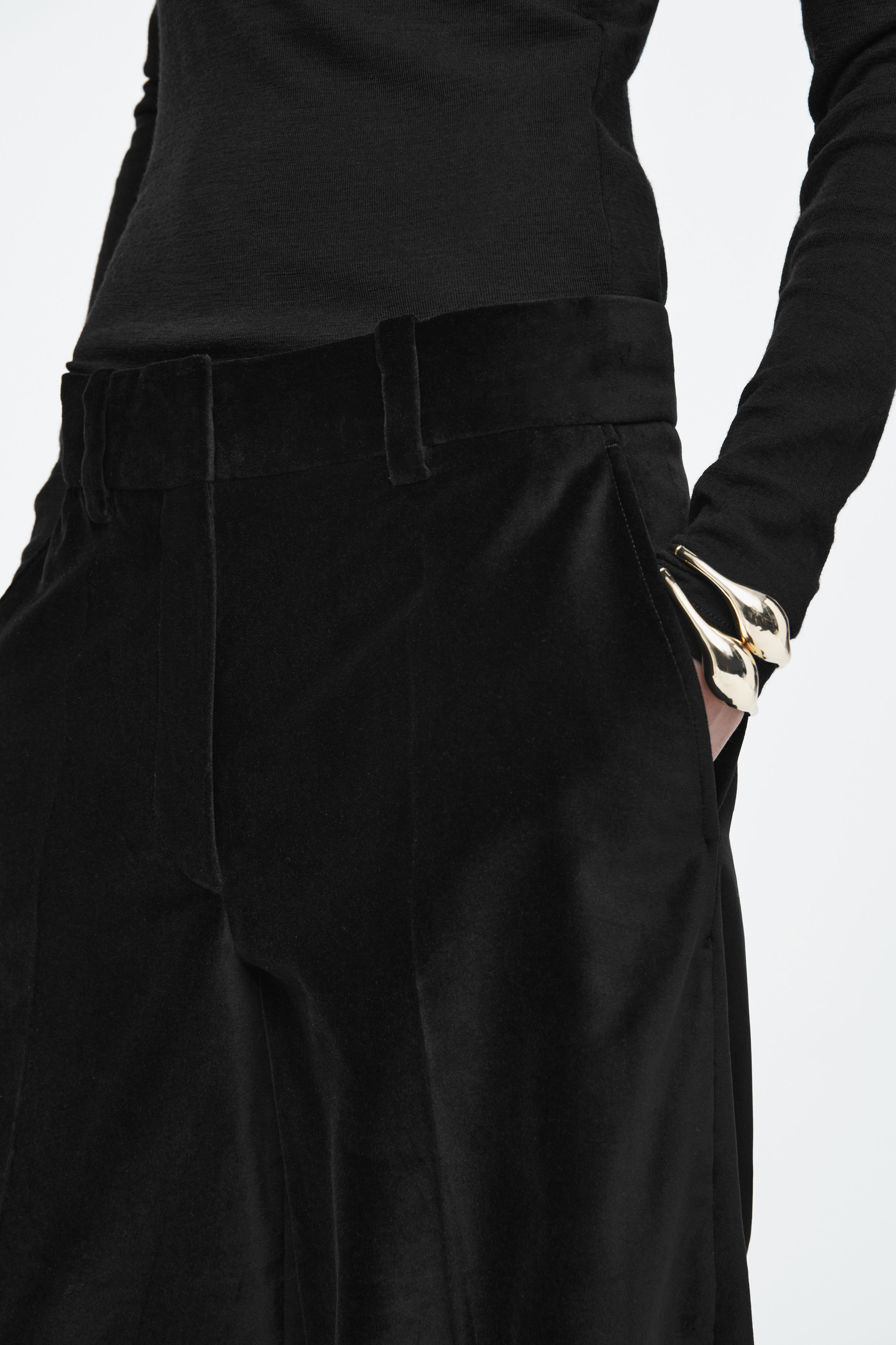 パンツ MEER. RIB HEM VELVET PT Velvet trousers with high waist brand EMPORIO ARMANI