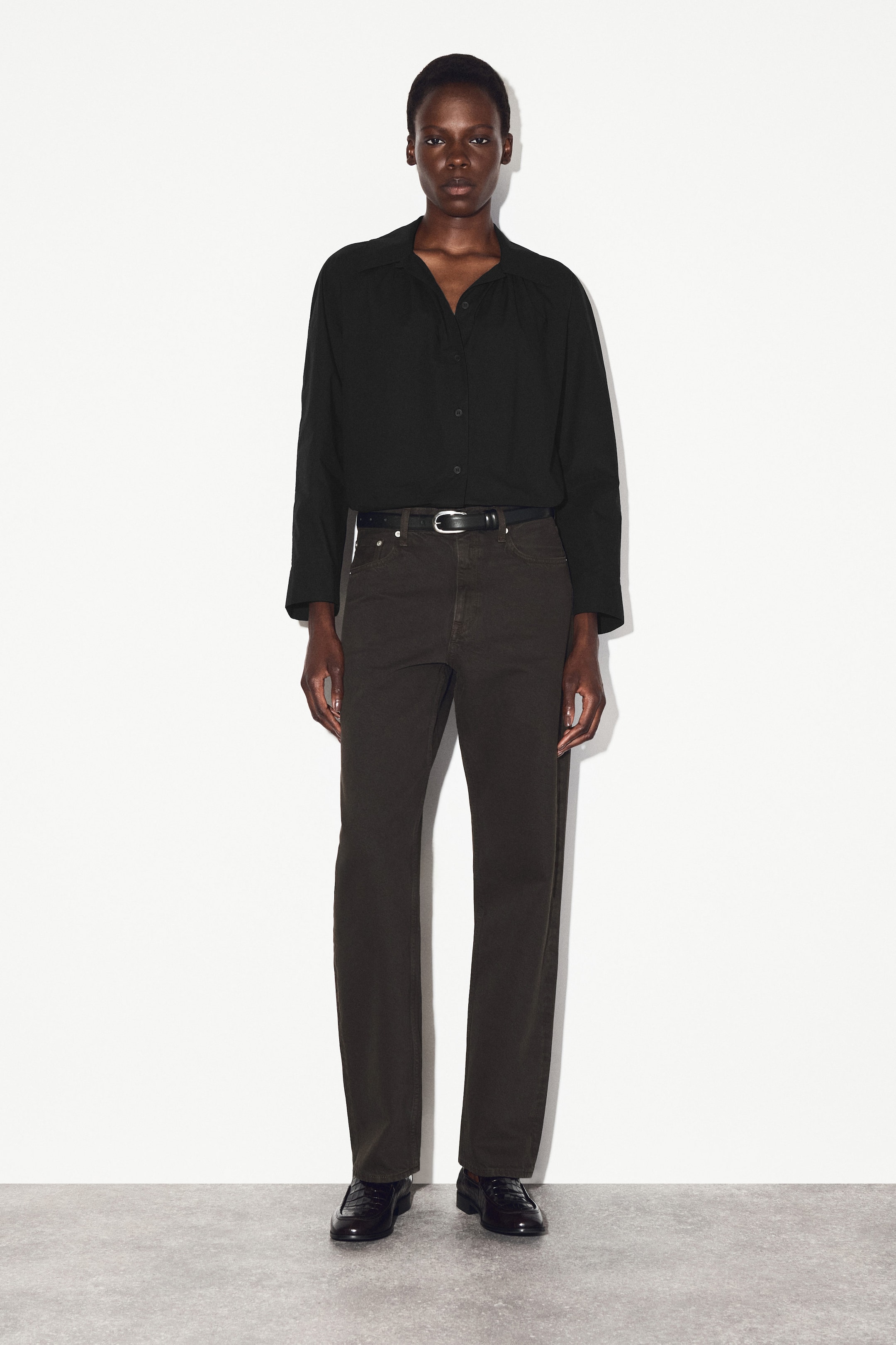 GATHERED PIMA COTTON SHIRT