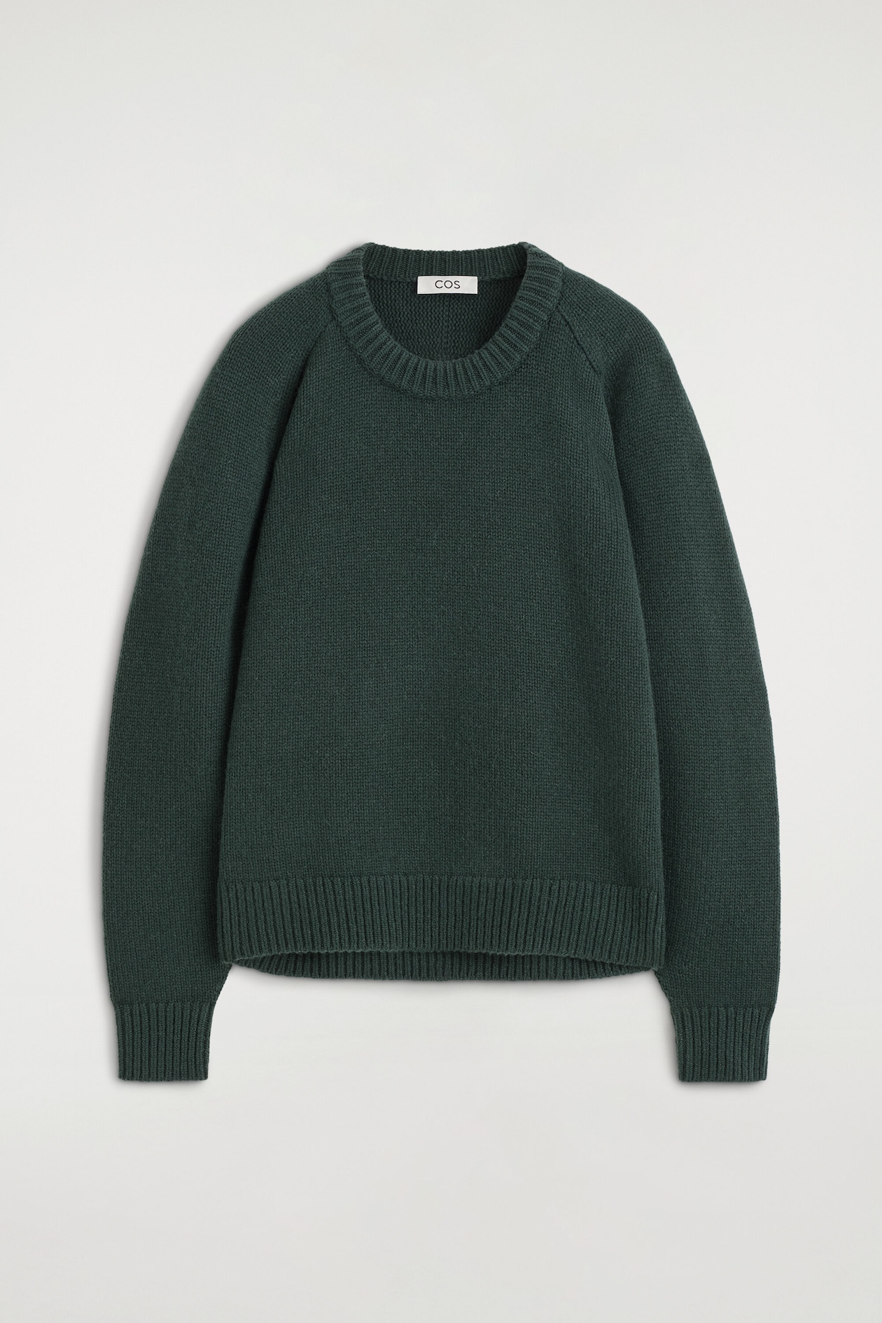 ROUNDED PURE CASHMERE CREW-NECK SWEATER — DARK GREEN