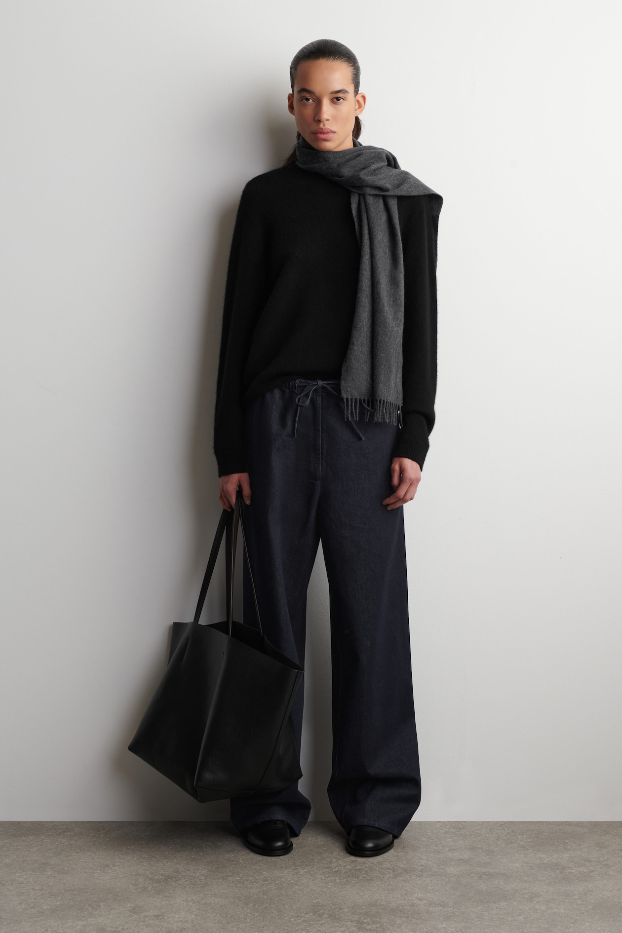 DRAWSTRING DENIM TROUSERS