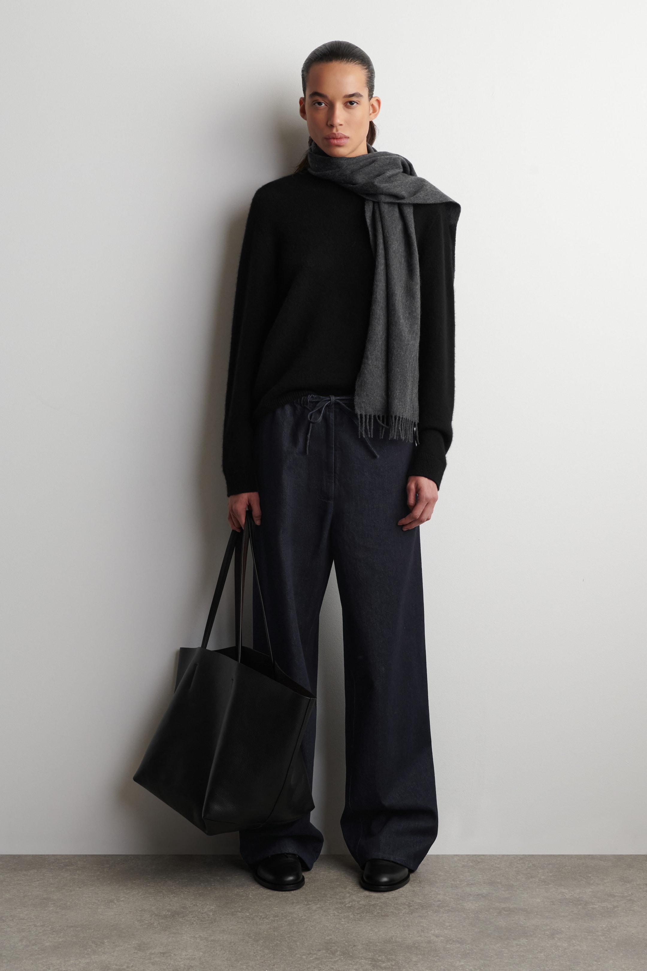 DRAWSTRING DENIM TROUSERS