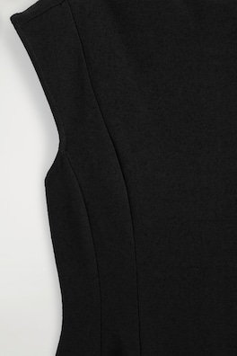 SCULPTED FLARED COTTON MINI DRESS — BLACK 7