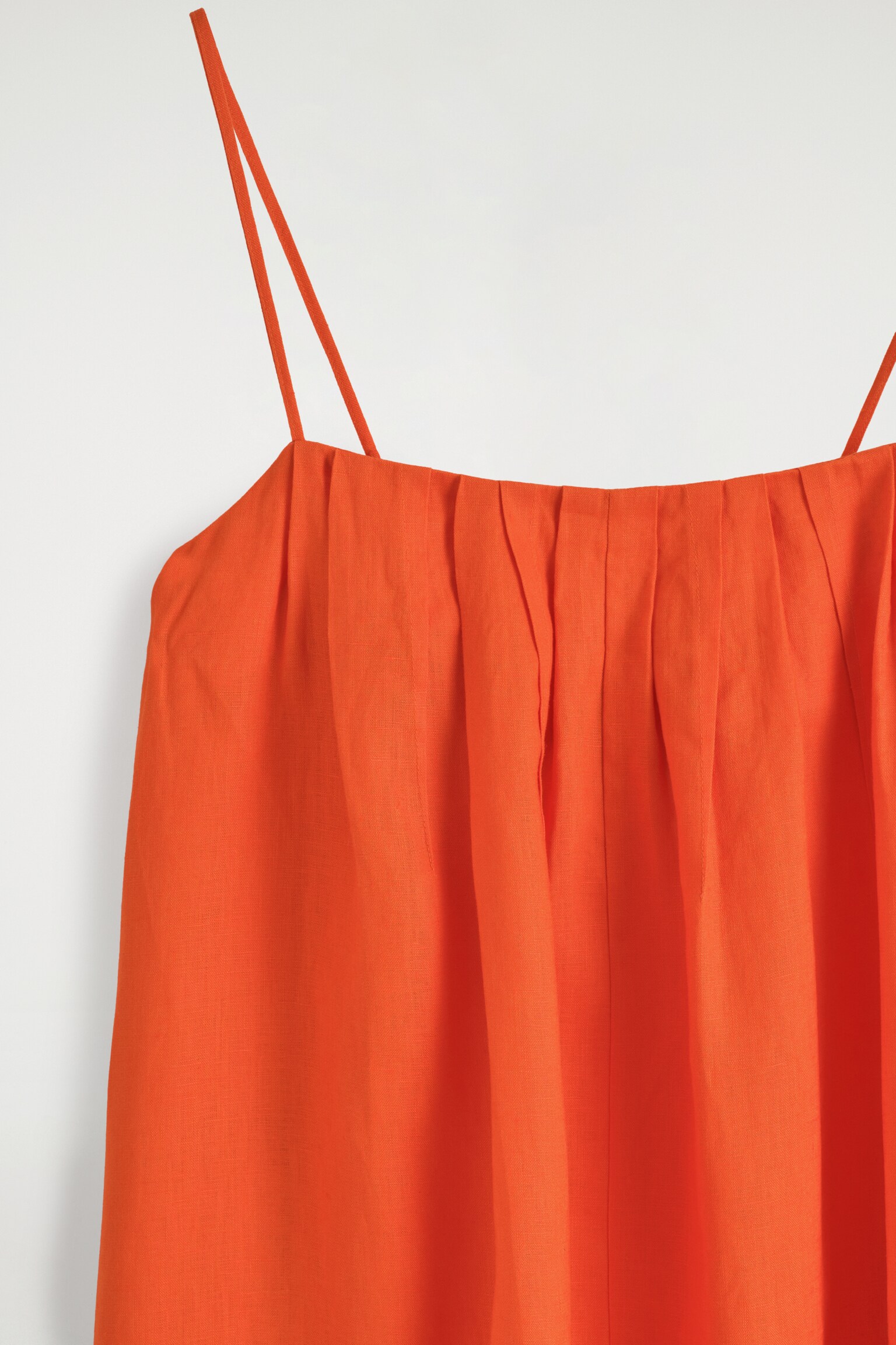 VESTIDO LARGO PLISADO DE LINO - NARANJA/NEGRO - 4