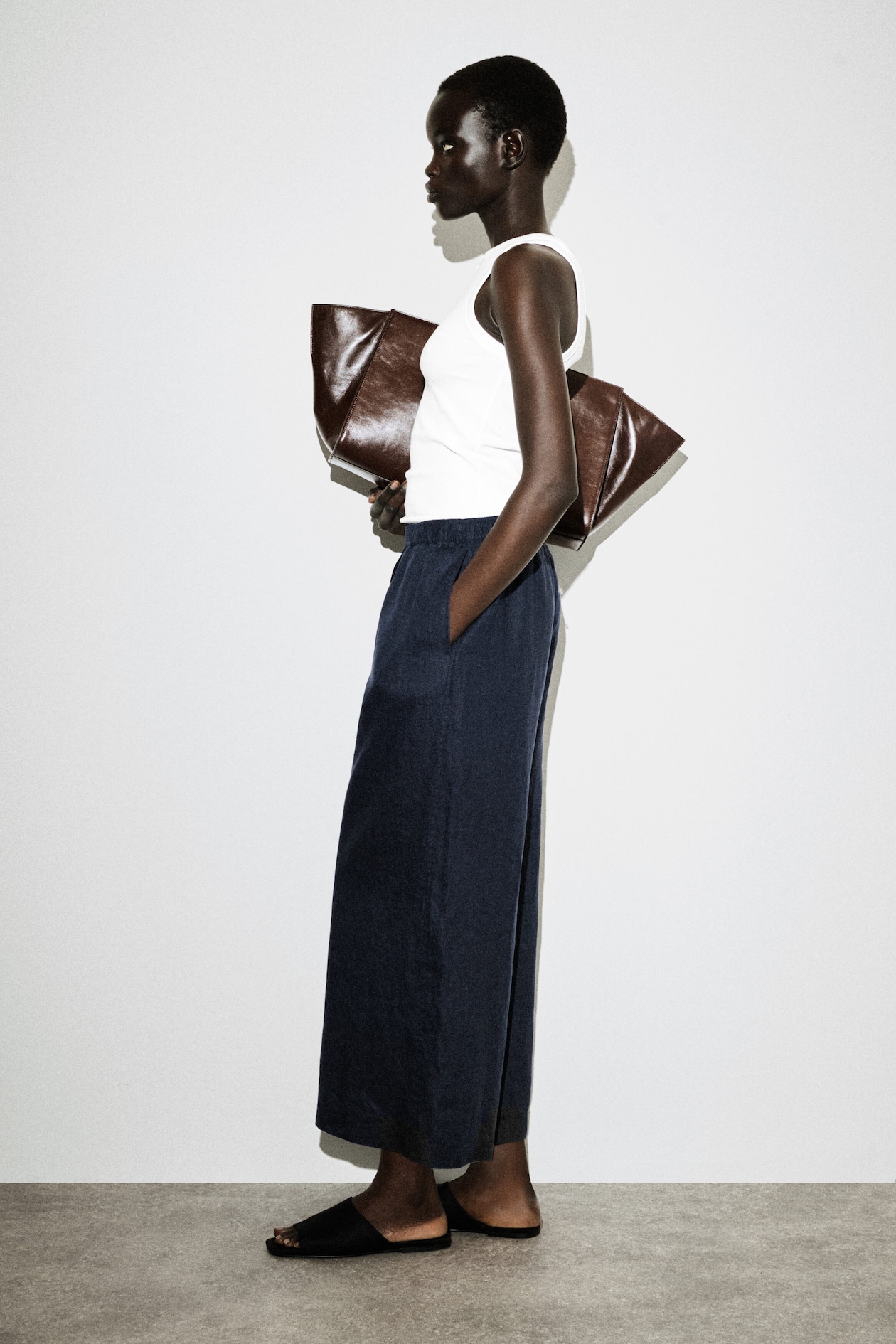 LINEN CULOTTES — NAVY