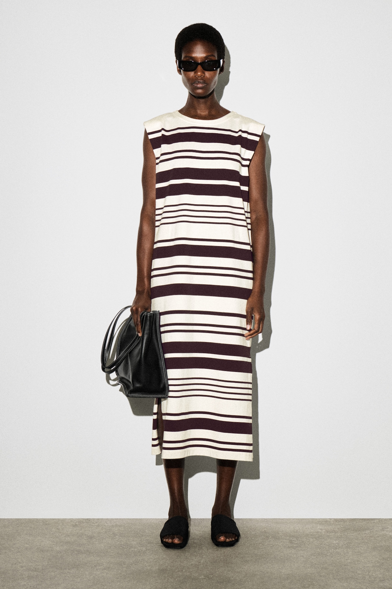 FOLDED-SHOULDER COTTON-JERSEY MIDI DRESS