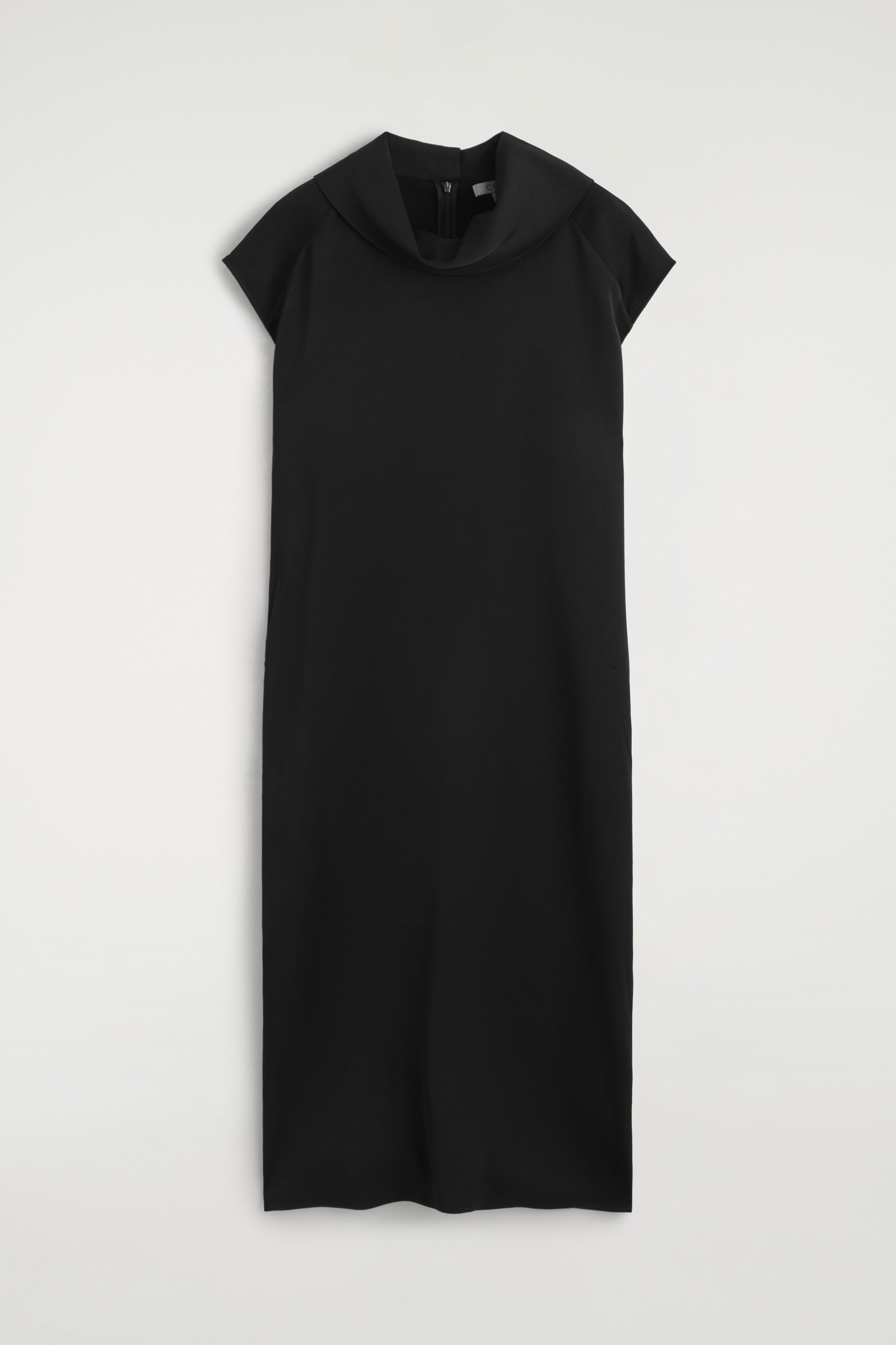 ROCHIE MIDI DIN CREP CU GULER DRAPAT - NEGRU