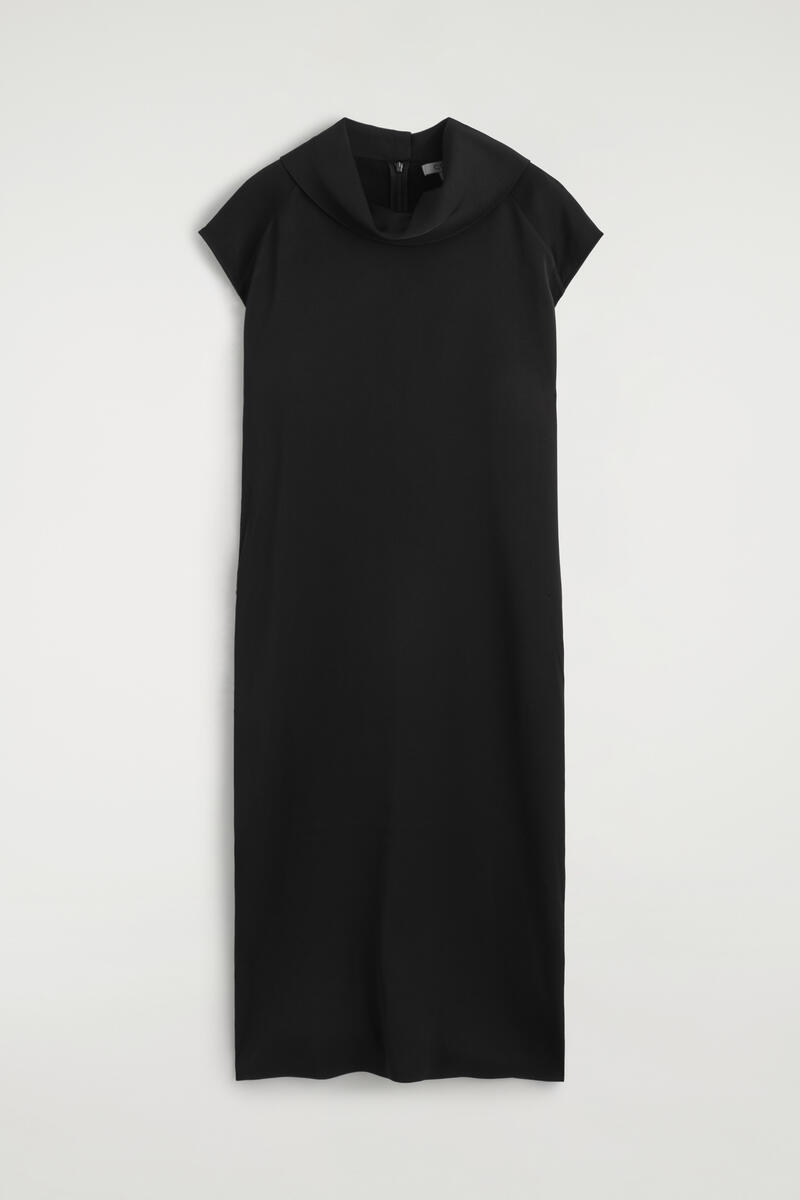 Cowl-Neck Crepe Midi Dress