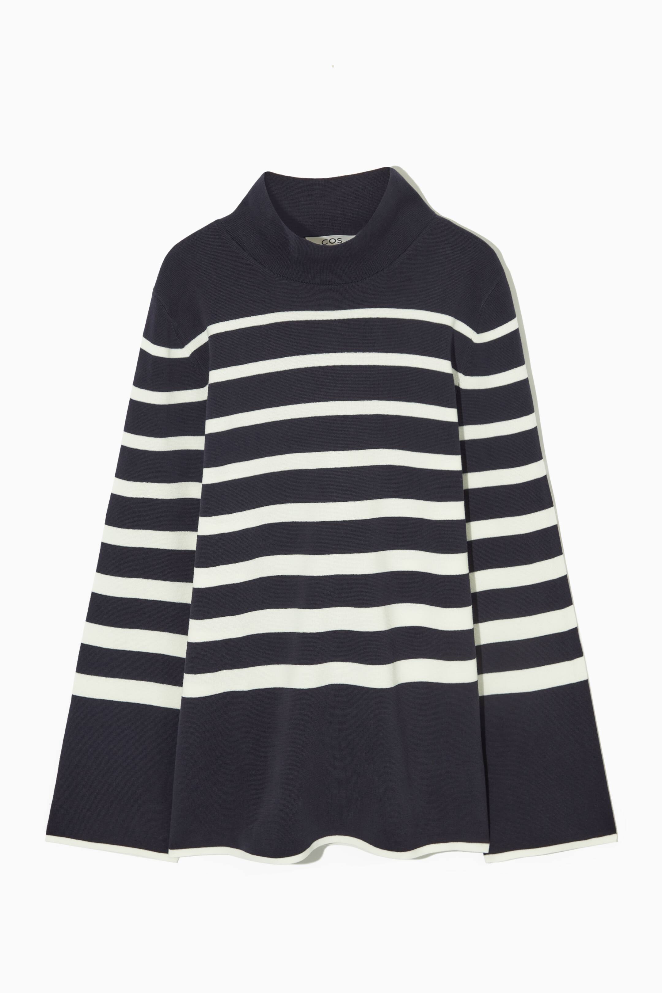 View larger image: HIGH-NECK STRIPED KNITTED JUMPER - NAVY / WHITE - Ladies | H&M GB 1