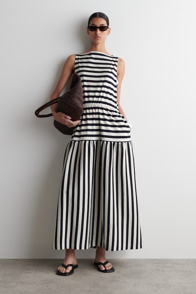 Boat-neck Gathered Mini Dress