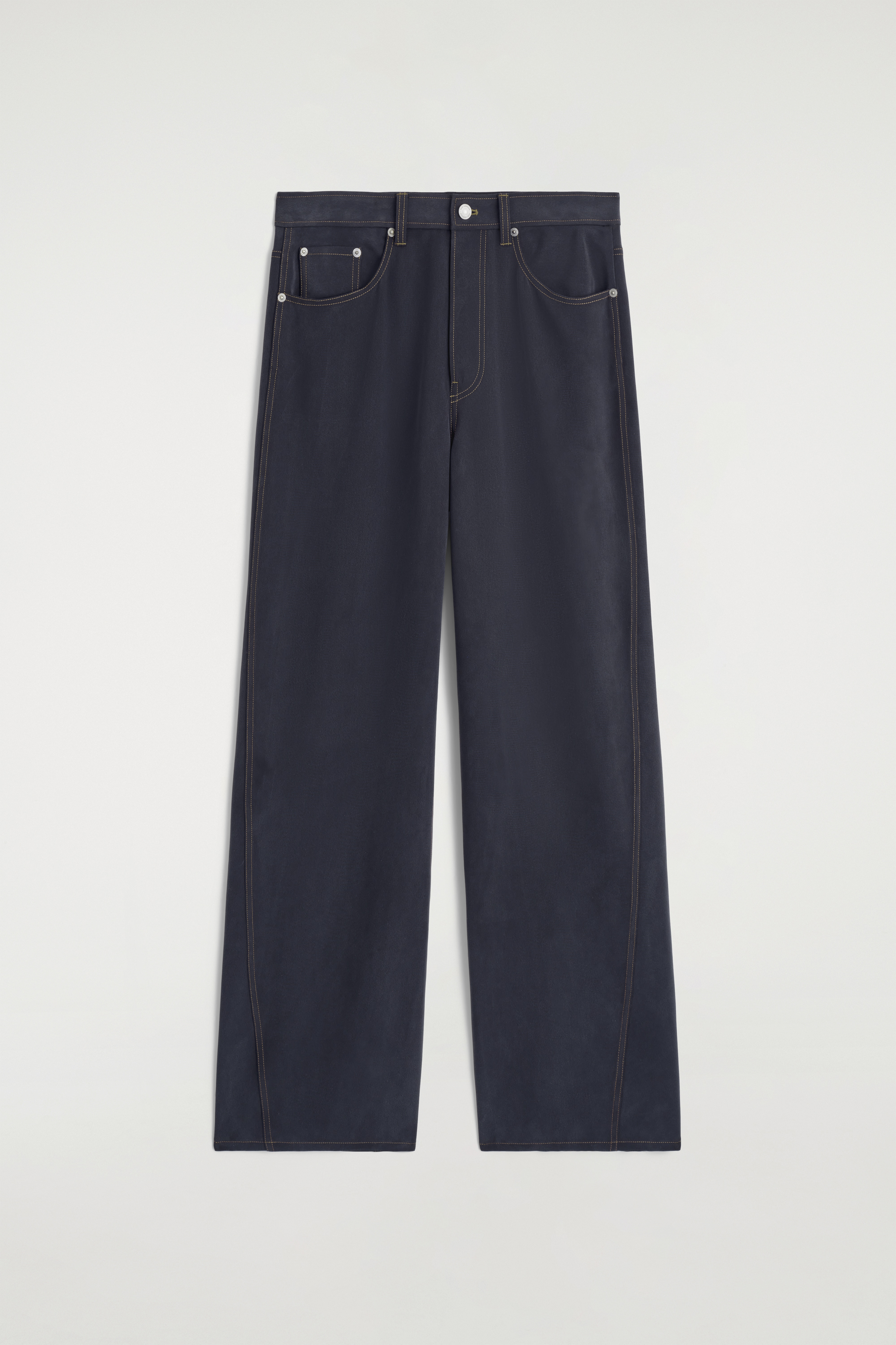 PANTALONI IN SETA EFFETTO DENIM - INDACO