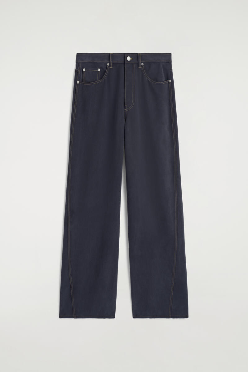 Denim-Effect Silk Pants