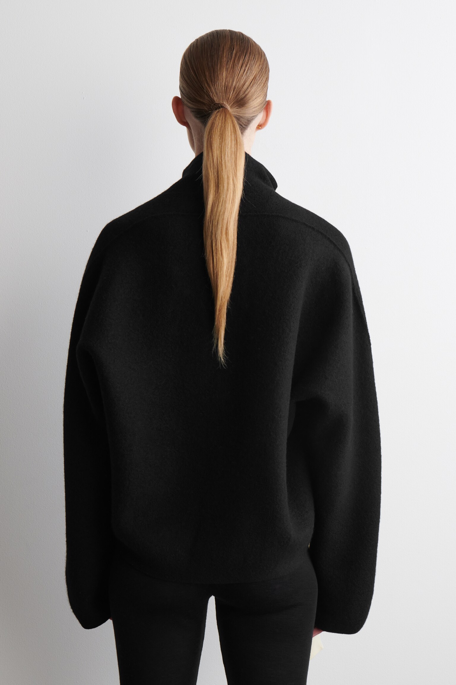 BOILED-WOOL FUNNEL-NECK JUMPER - BLACK/RED/BEIGE - 8