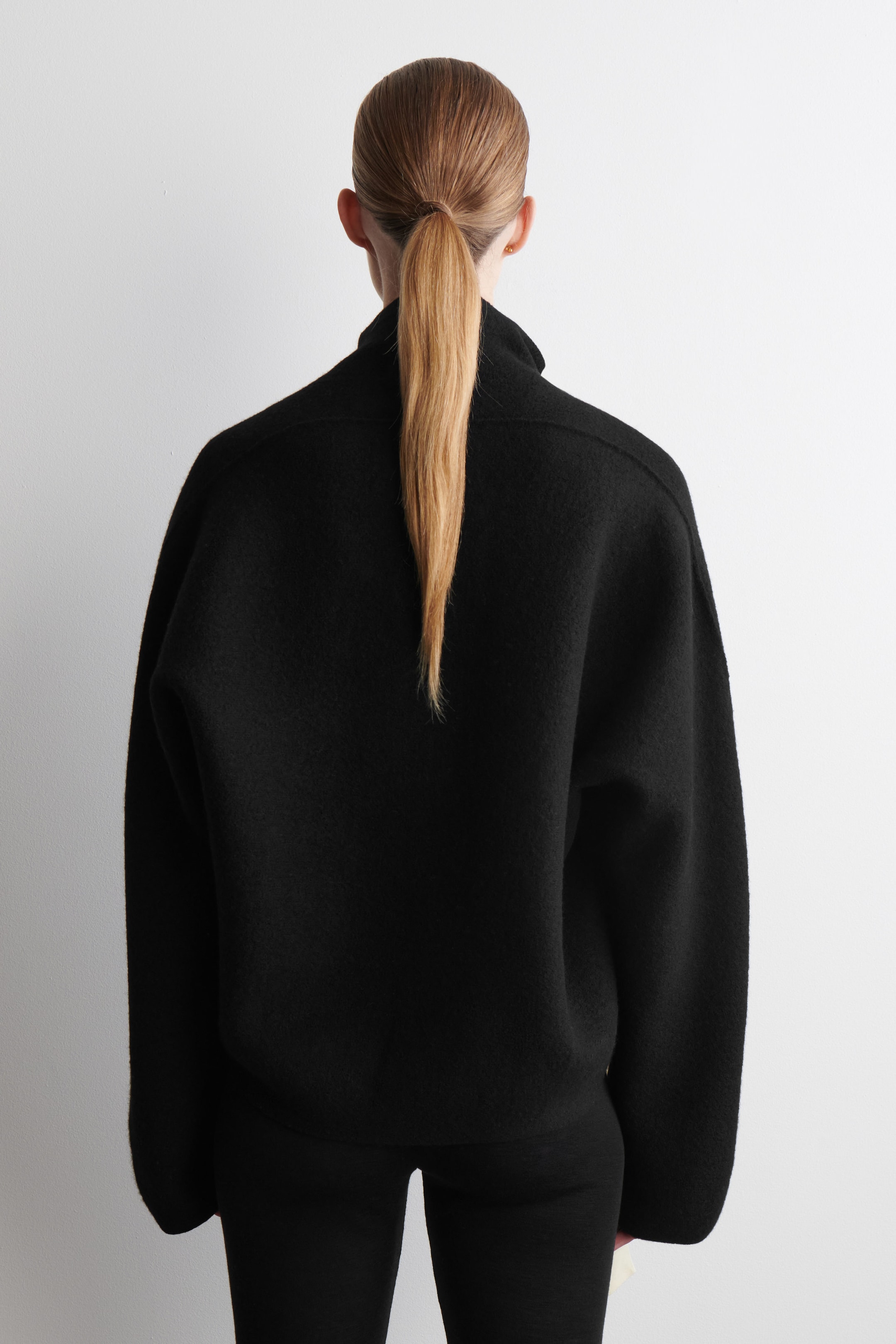 BOILED-WOOL FUNNEL-NECK SWEATER