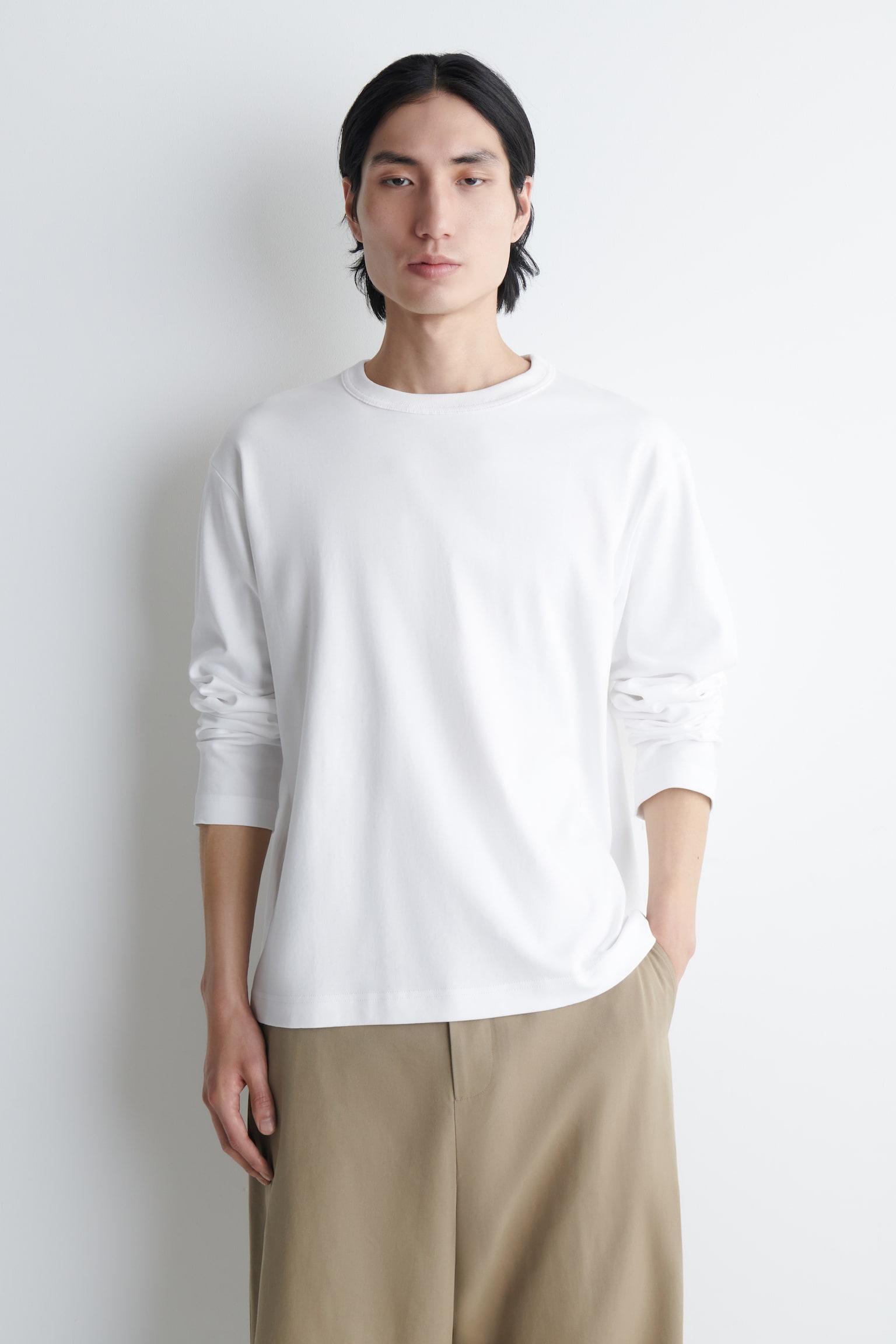 LOCKERES LANGARMSHIRT AUS JERSEY - WEISS/SCHWARZ - 1