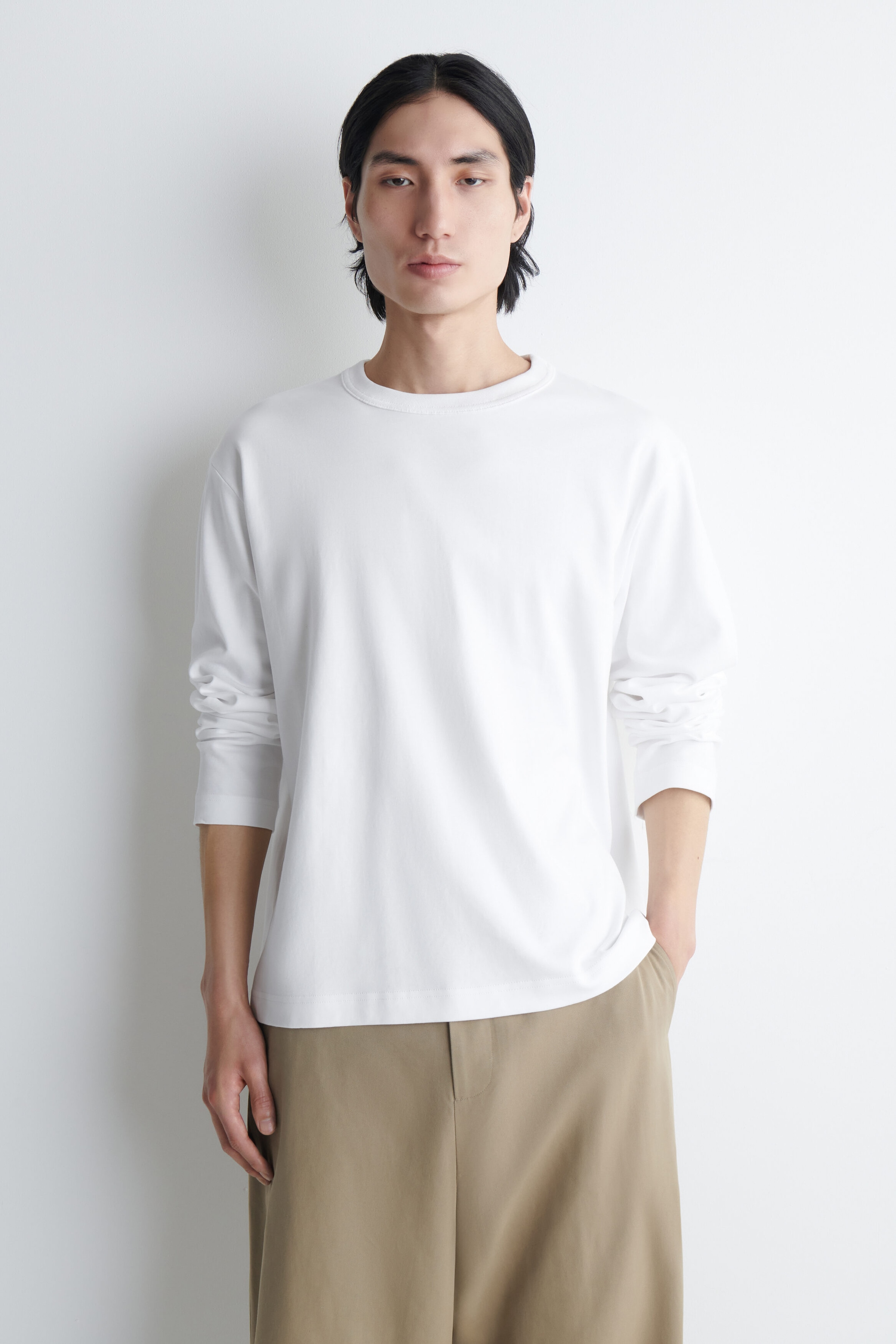 LÅNGÄRMAD T-SHIRT I JERSEY INTERLOCK