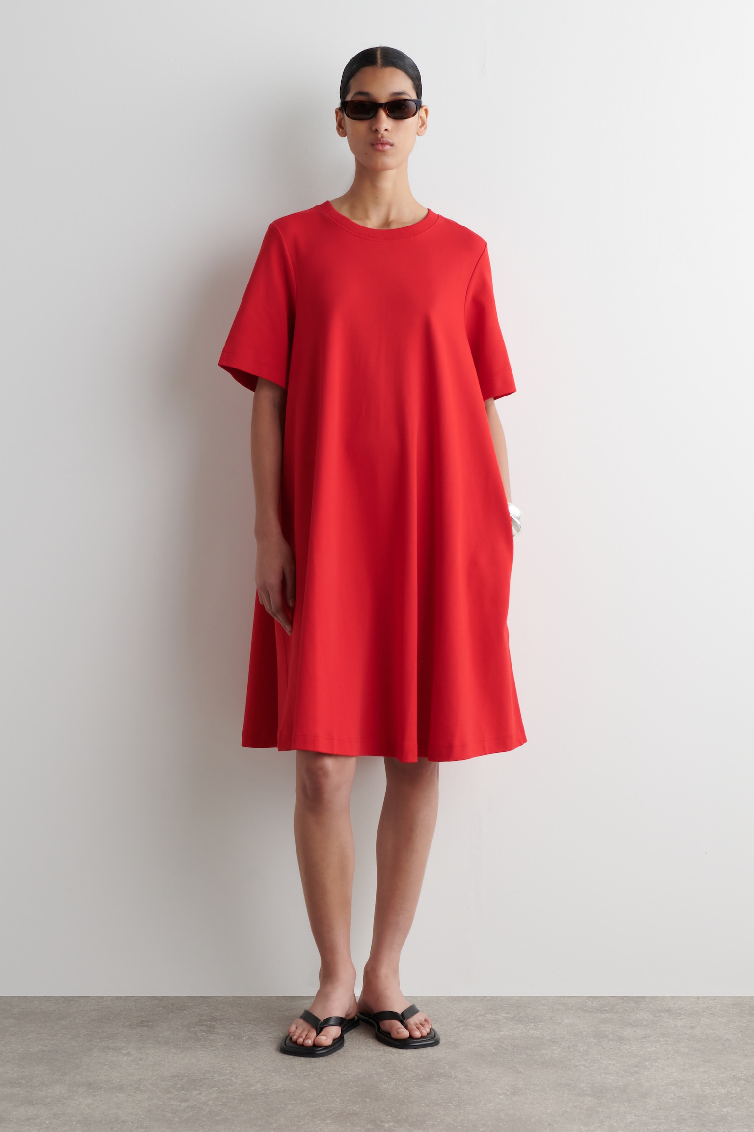A-LINE MINI T-SHIRT DRESS - RED/BLACK/WHITE