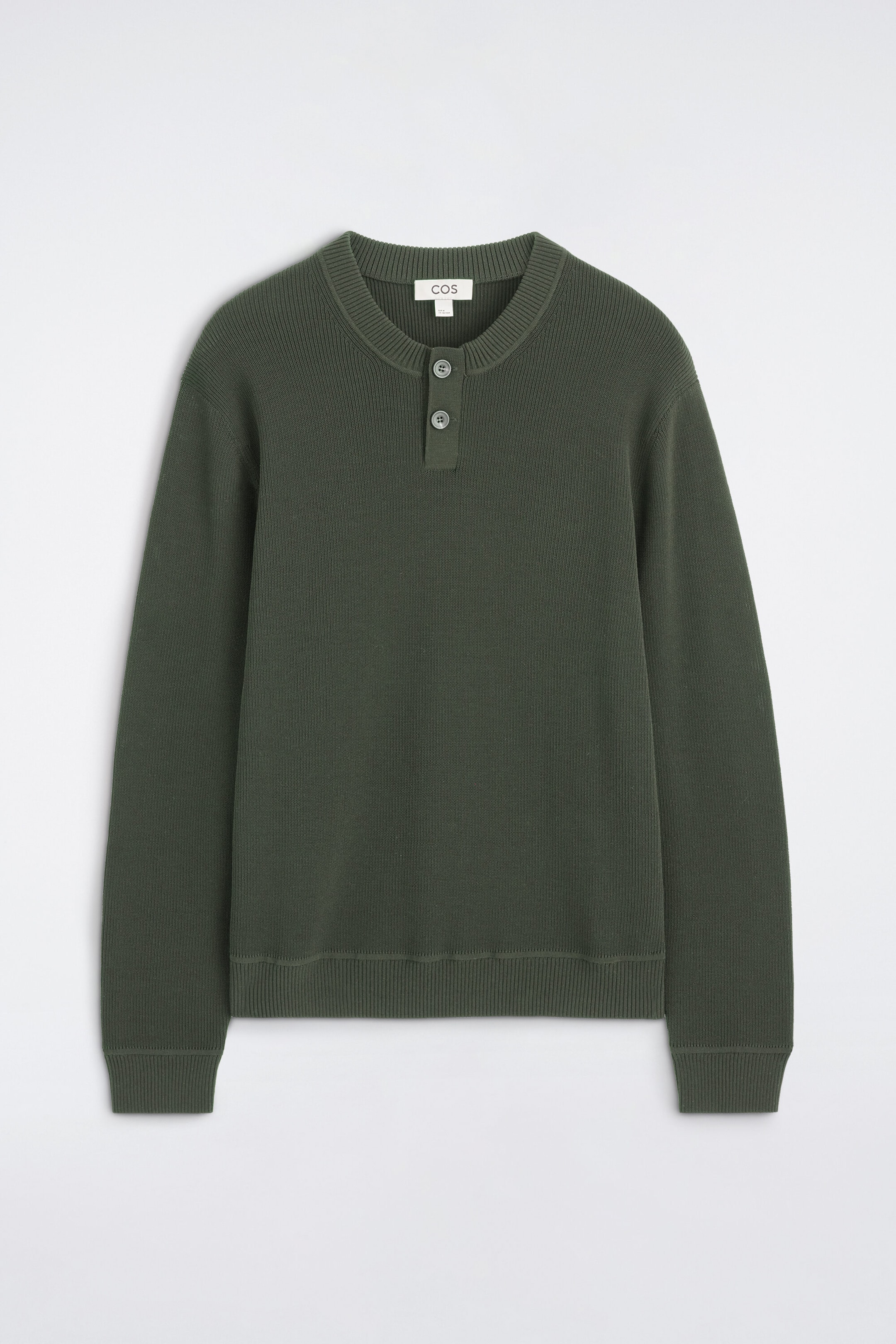 KNITTED COTTON HENLEY SWEATER
