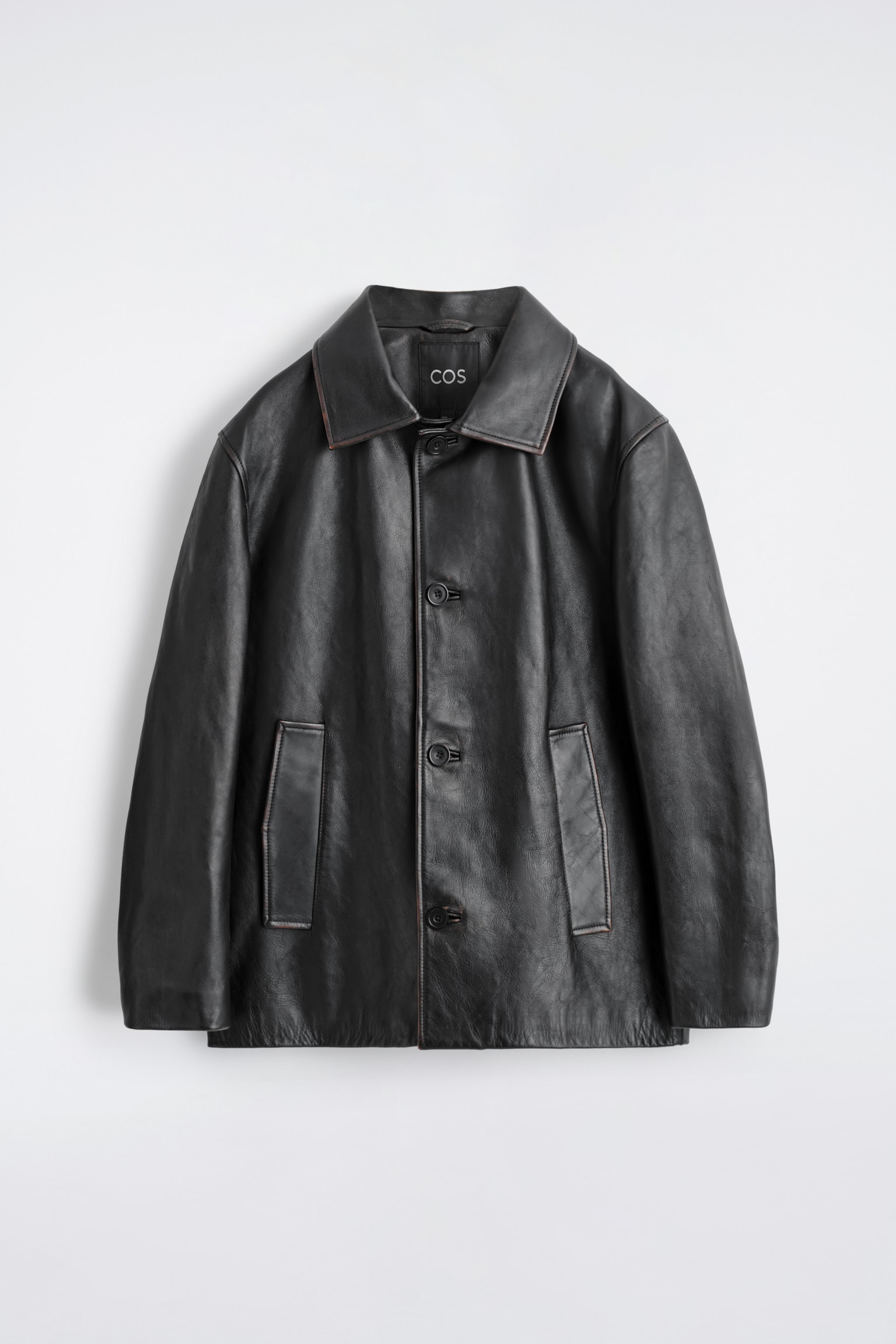 BURNISHED-LEATHER JACKET - BLACK