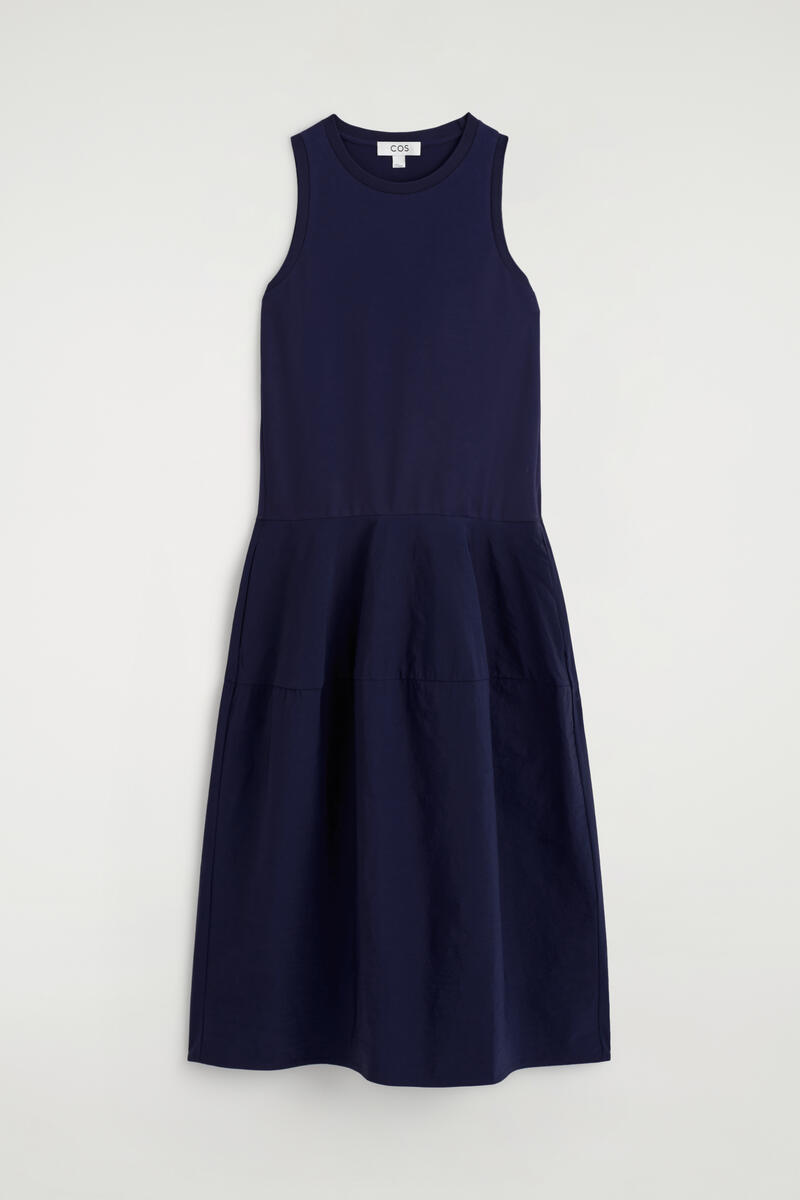 Panelled Sleeveless Midi Dress