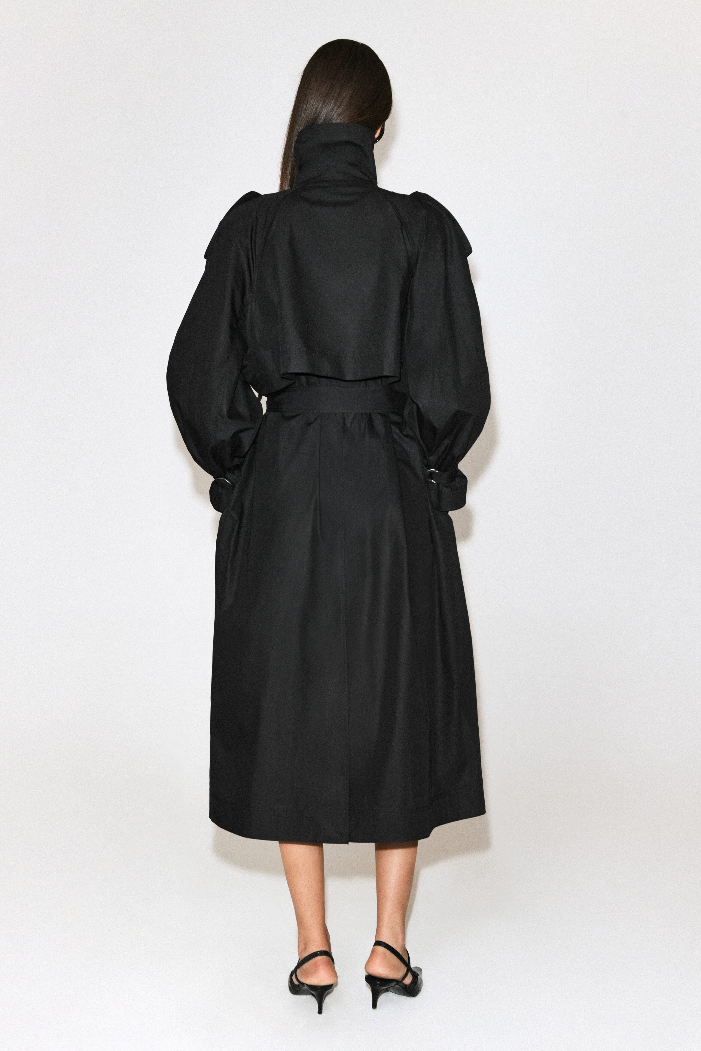 mock-NECK COTTON TRENCH COAT - BLACK | COS US