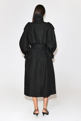 mock-NECK COTTON TRENCH COAT — BLACK 5