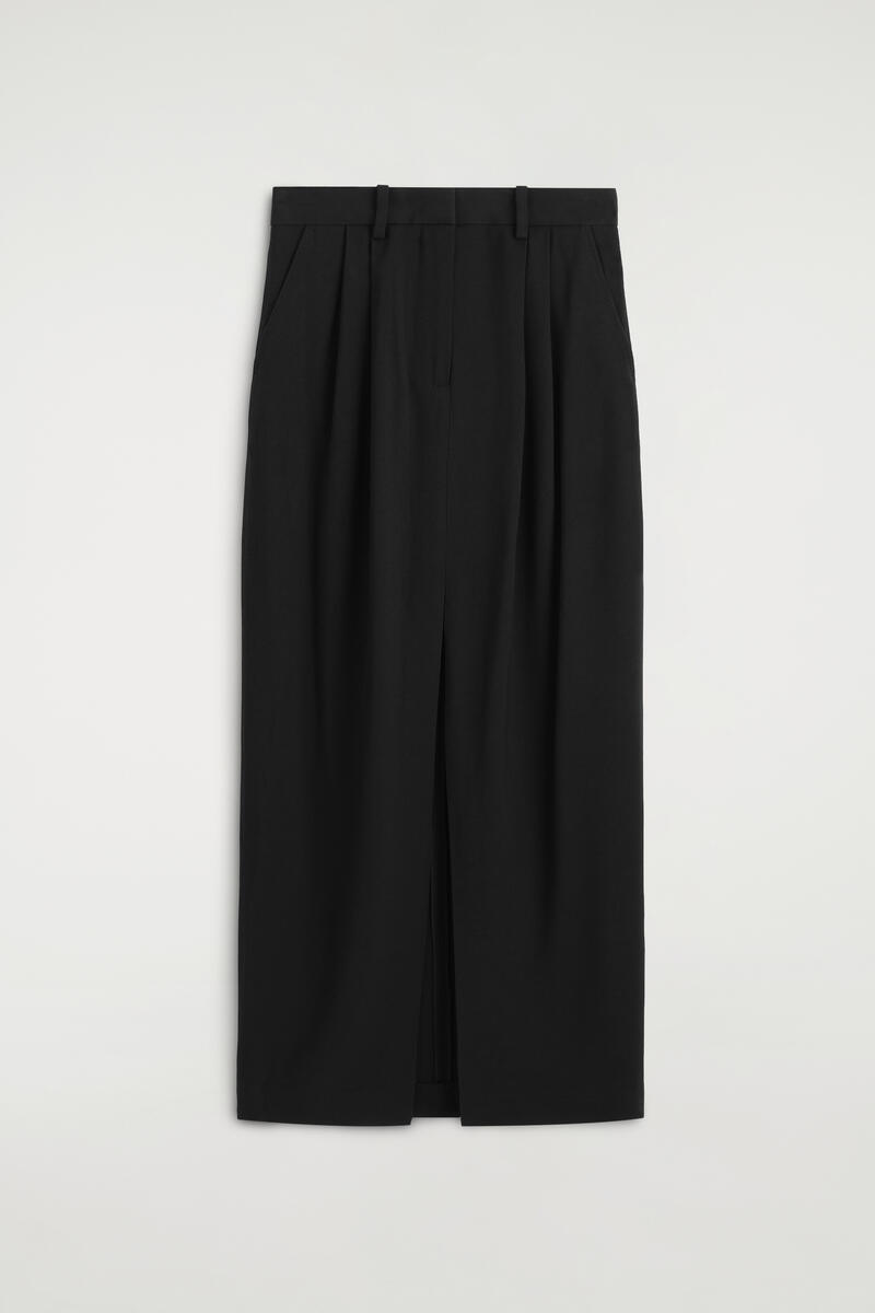 Pleated Tailored Maxi Skirt