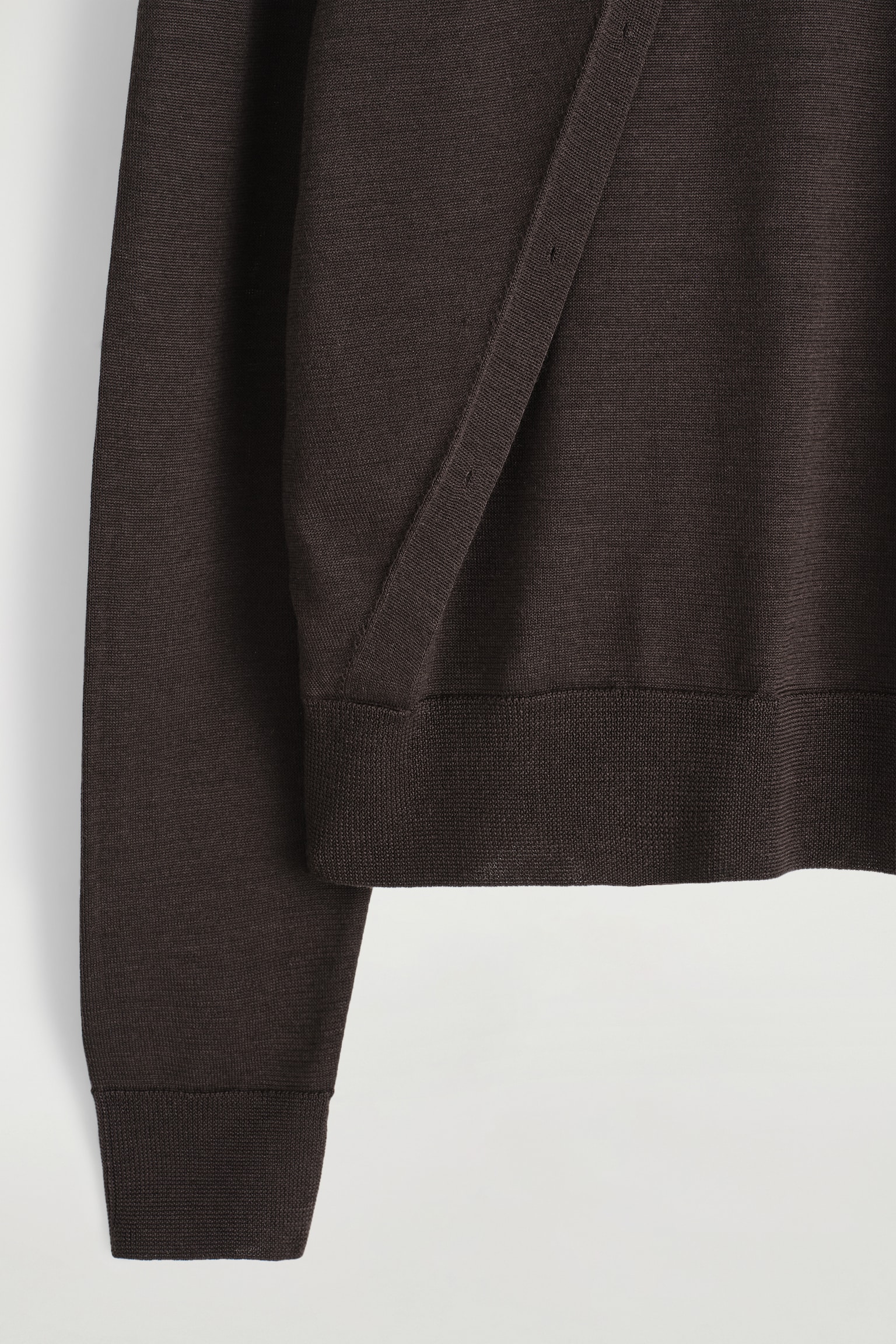 CARDIGAN IN LANA MERINO EFFETTO SOVRAPPOSTO - MARRONE SCURO - 5