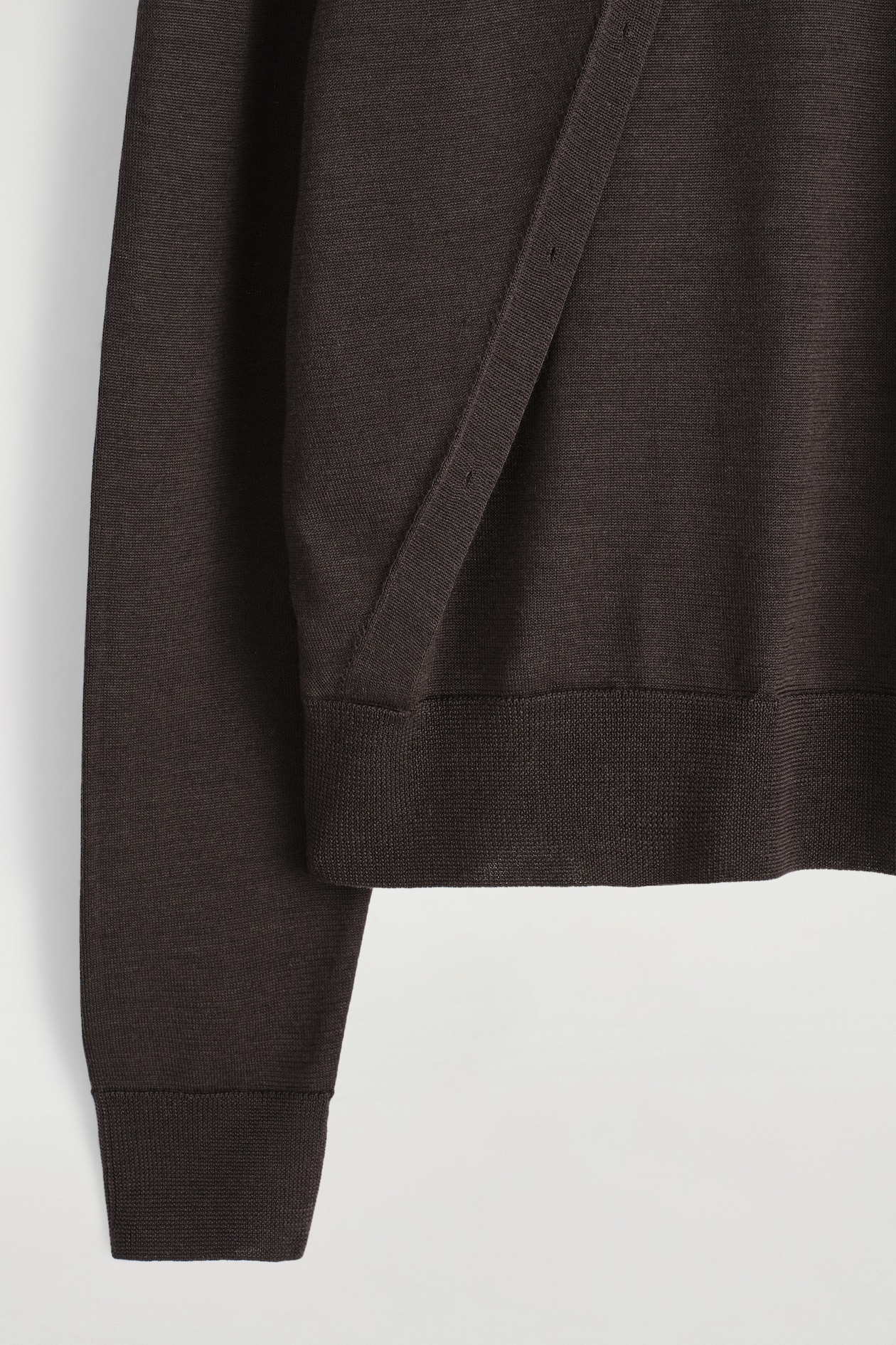 LAYERED MERINO WOOL CARDIGAN — DARK BROWN