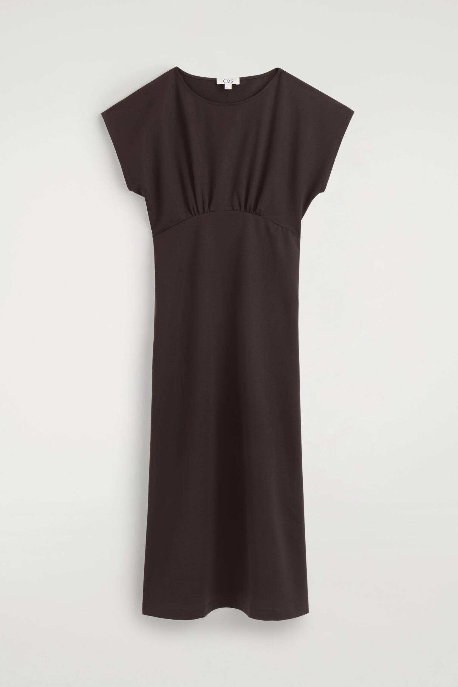 Vestido midi em malha com franzidos esculpidos - CASTANHO - 1