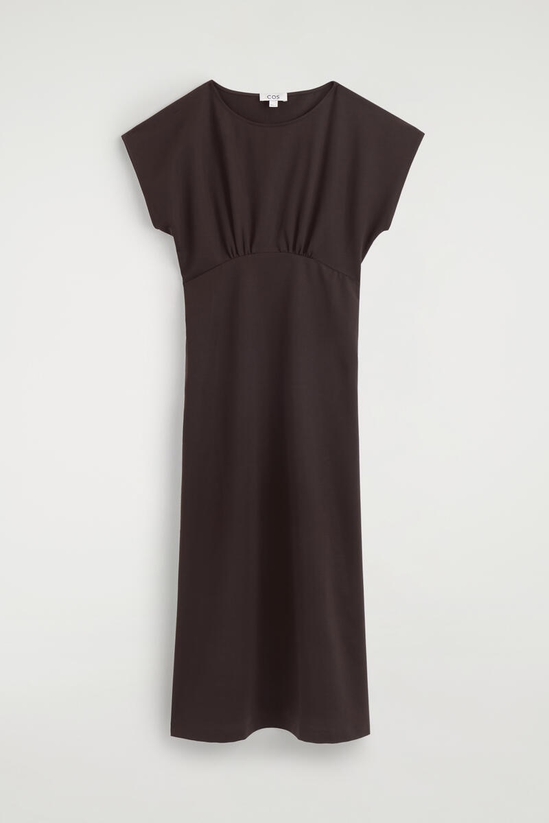 Sculpted Gathered Jersey Midi Dress