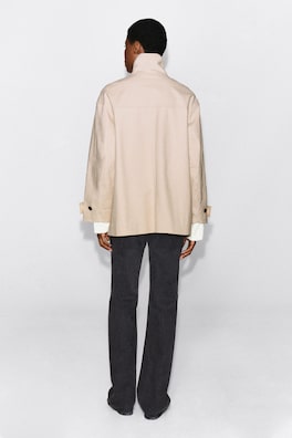 COTTON-TWILL MOCK-NECK JACKET — LIGHT BEIGE 6