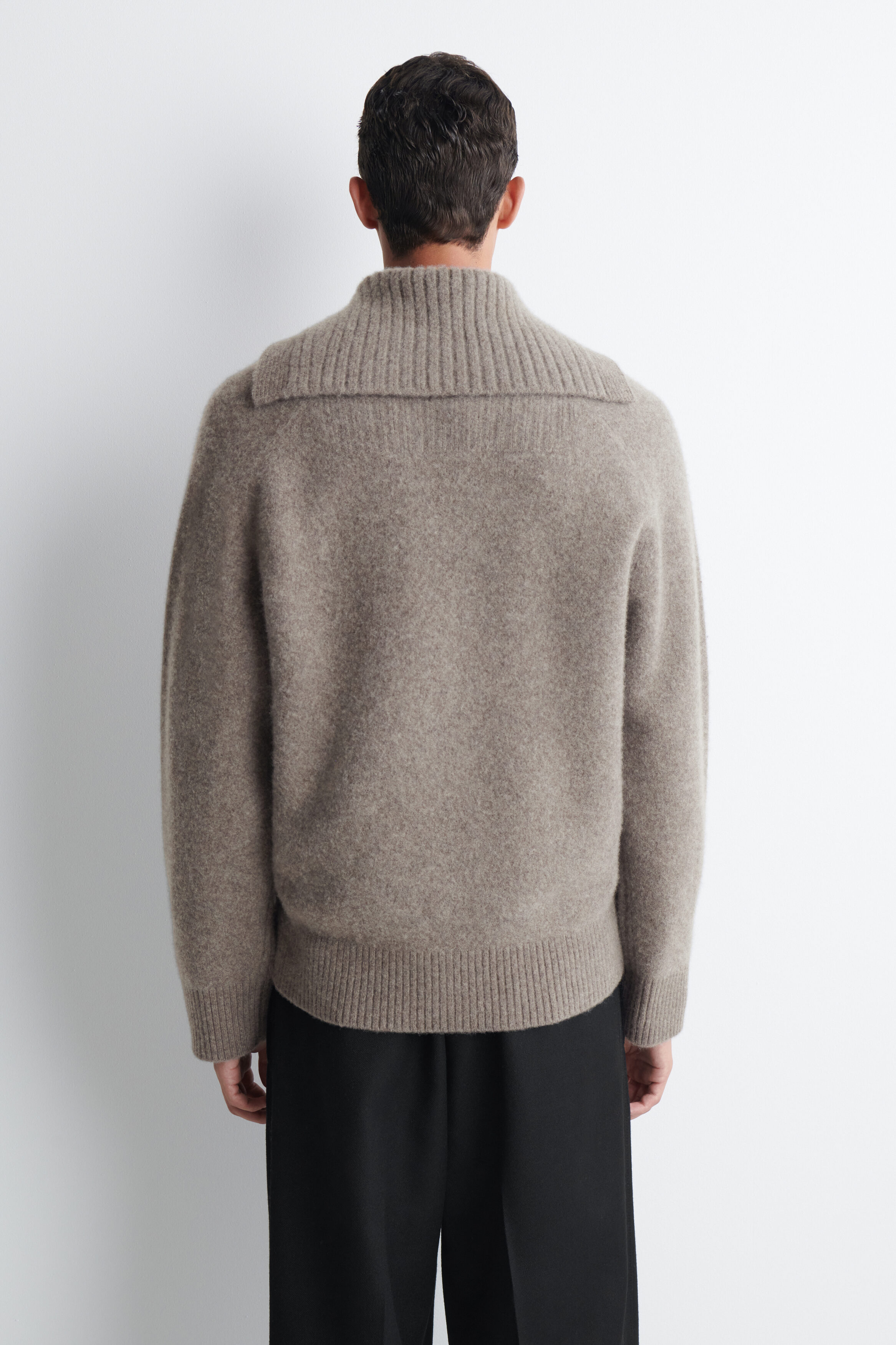 BUTTONED CASHMERE MOCK-NECK SWEATER - MOCHA | COS US