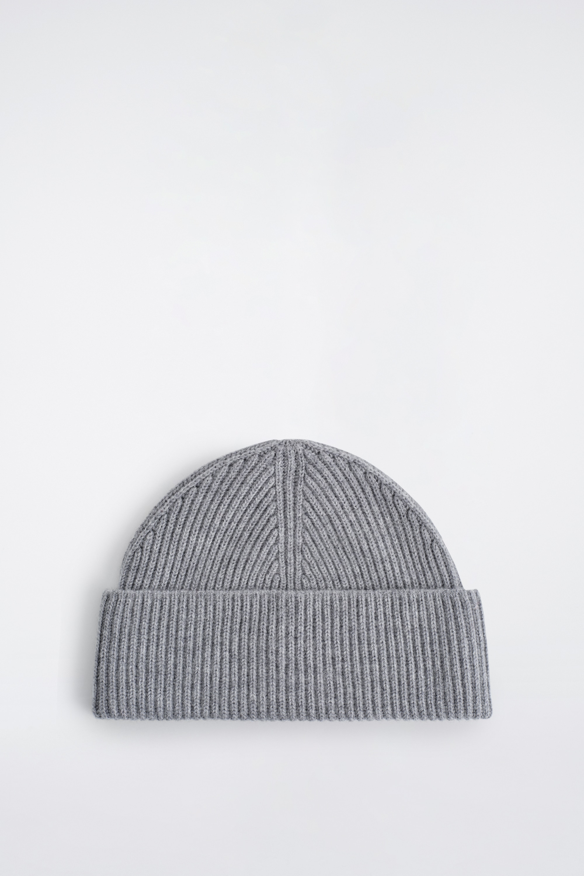 BERRETTO IN LANA A COSTE - GRIGIO/BLU NAVY