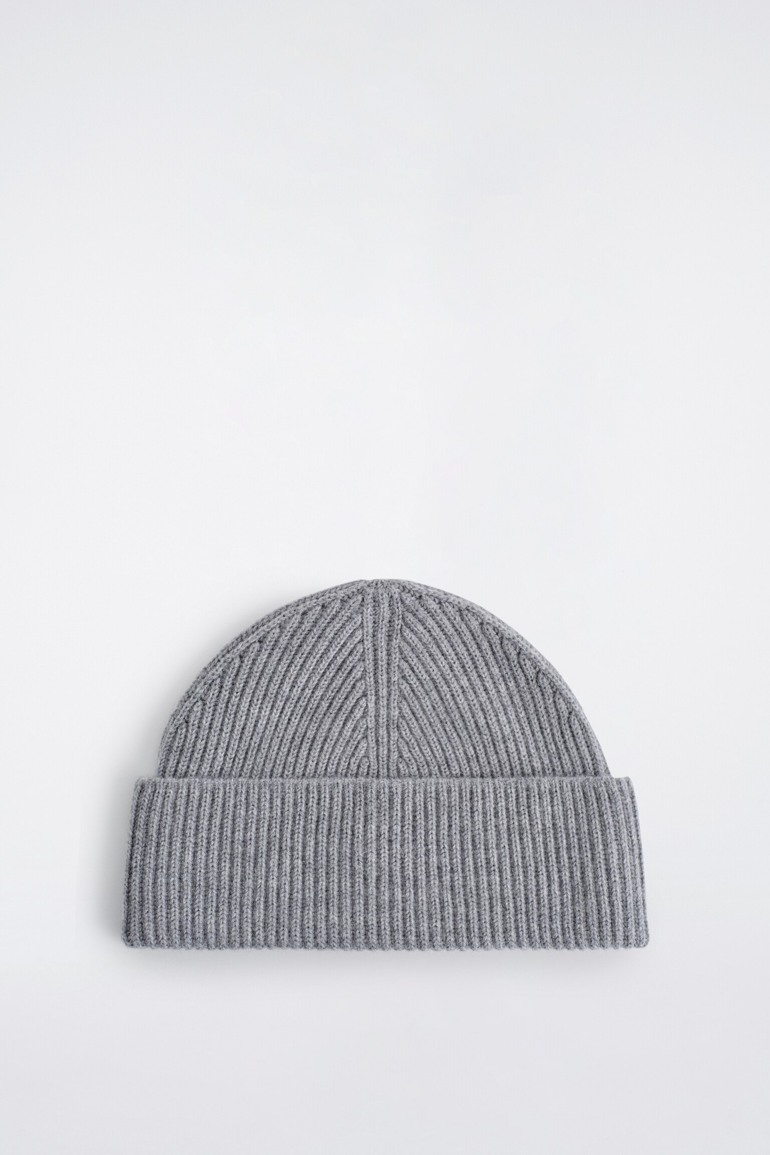 RIBBED WOOL BEANIE - GREY/NAVY - 2