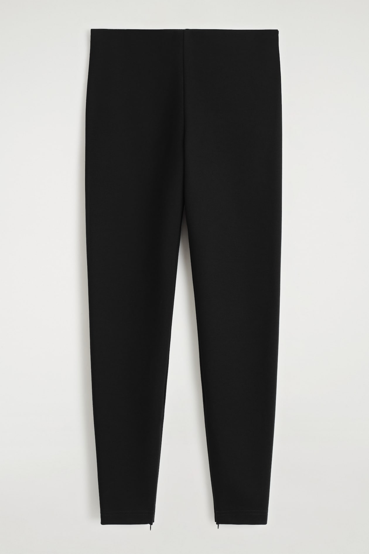 ZIPPED-CUFF LEGGINGS — BLACK