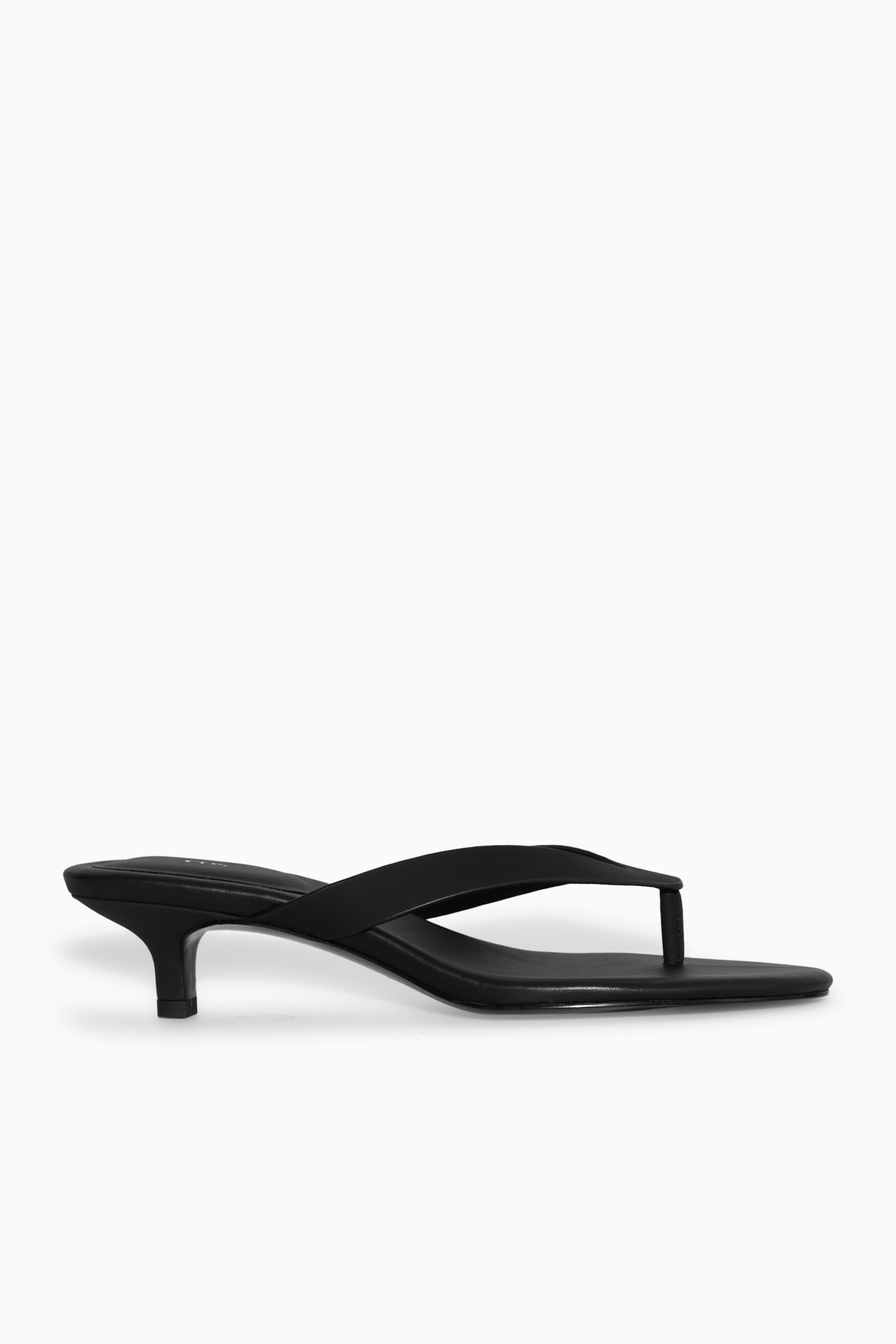View larger image: LEATHER THONG HEELED SANDALS - BLACK - Ladies | H&M GB 1