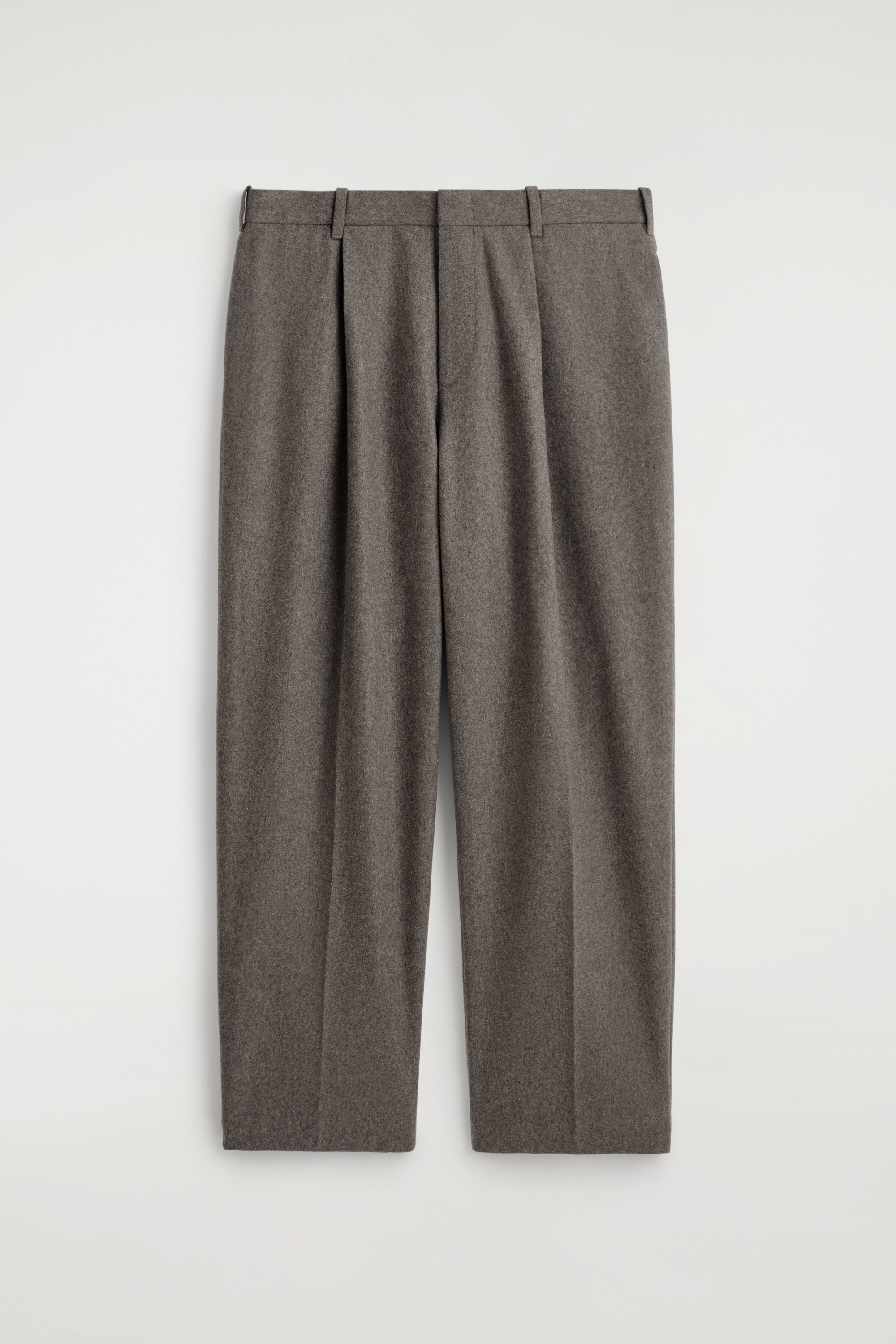 RELAXED WOOL STRAIGHT-LEG TROUSERS - STONE/NAVY