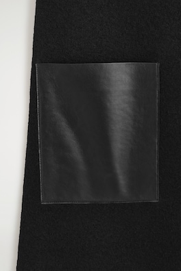 LEATHER-PATCH BOILED-WOOL MINI DRESS — BLACK 6