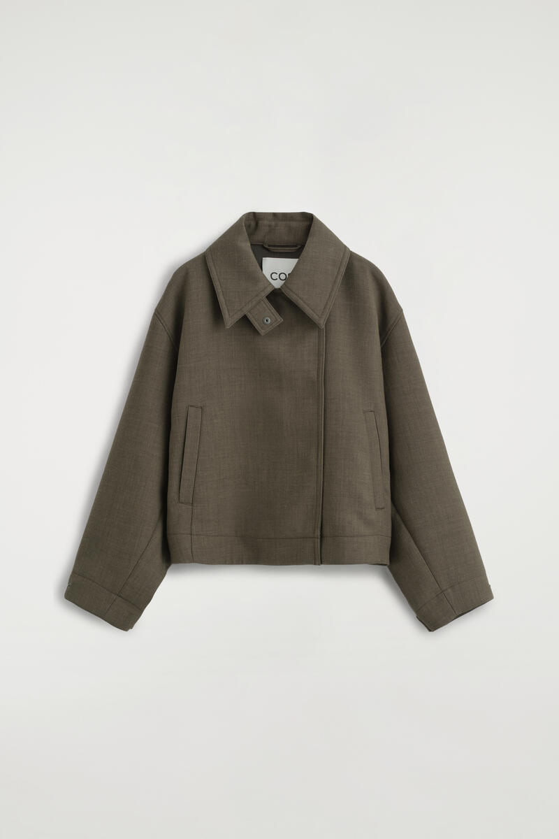 Rounded Wool-Blend Trench Jacket