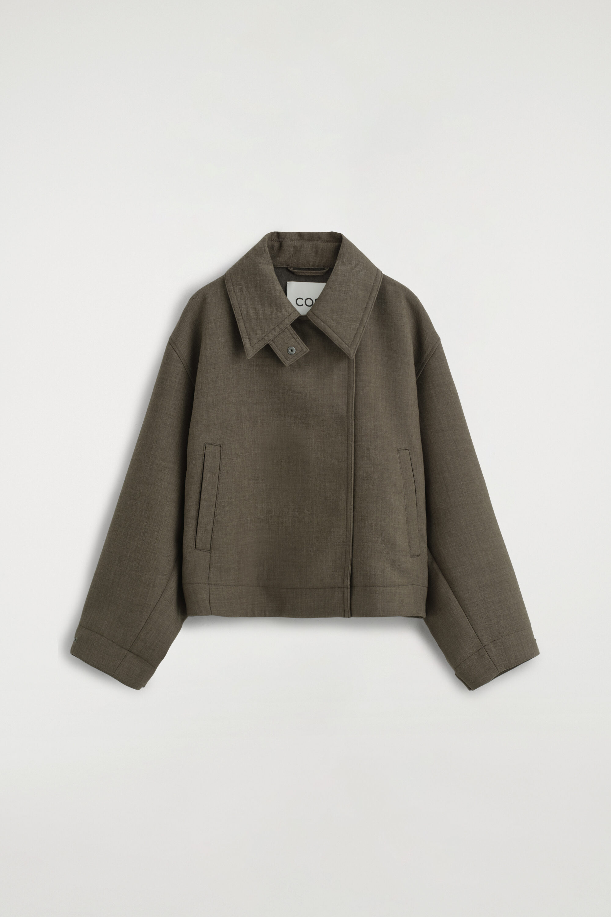 Rounded Wool-blend Trench Jacket