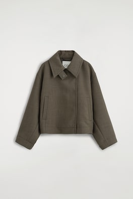 ROUNDED WOOL-BLEND TRENCH JACKET — FOSSIL-BROWN MÉLANGE 10