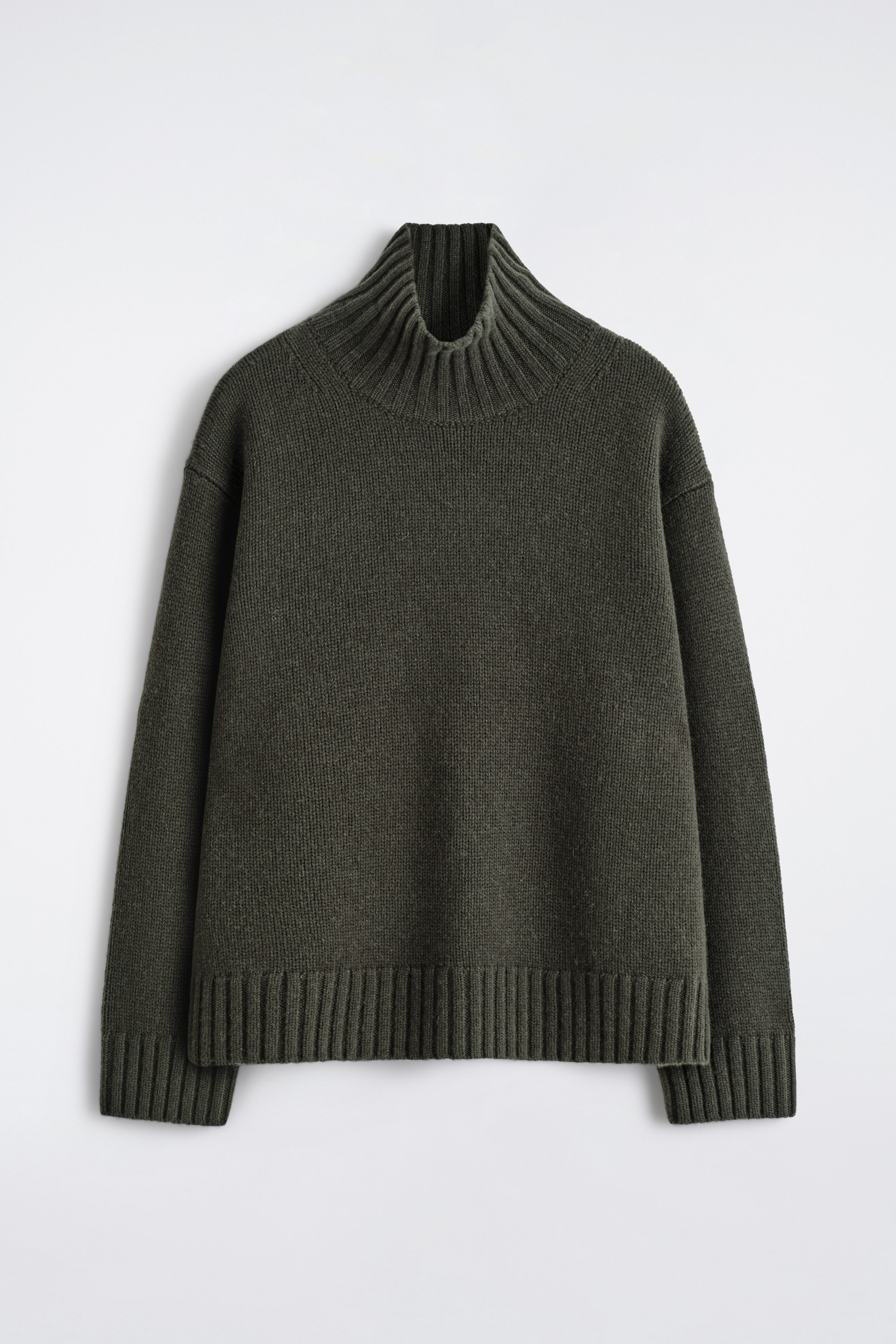 CHUNKY CASHMERE FUNNEL-NECK SWEATER - DARK GREEN | COS
